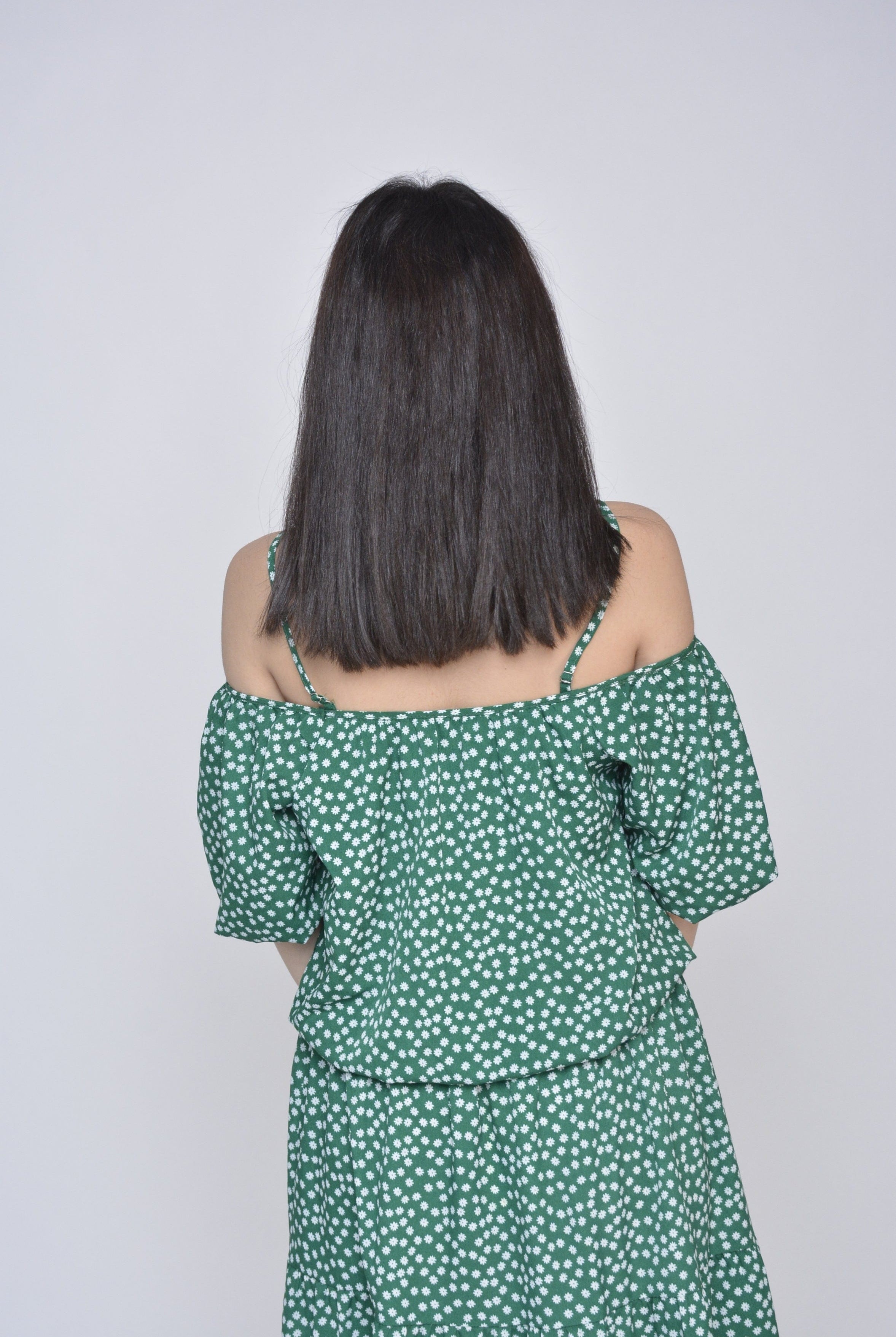 ميكا بلوزة منقطة أوف شولدر حمالات بأكمام منفوخة نسائي