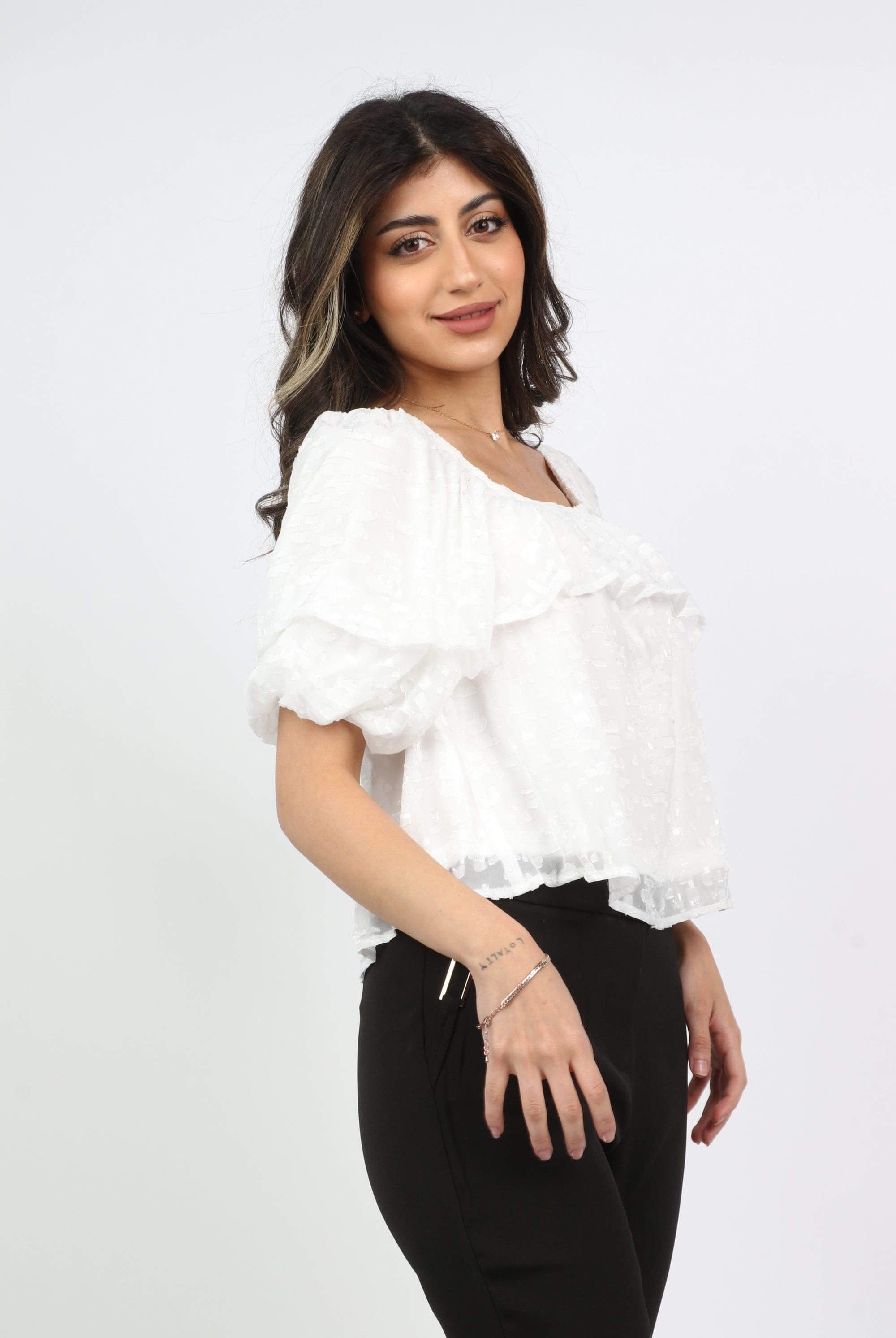 ميكا بلوزة رسمية شيفون نص كم بف نسائي