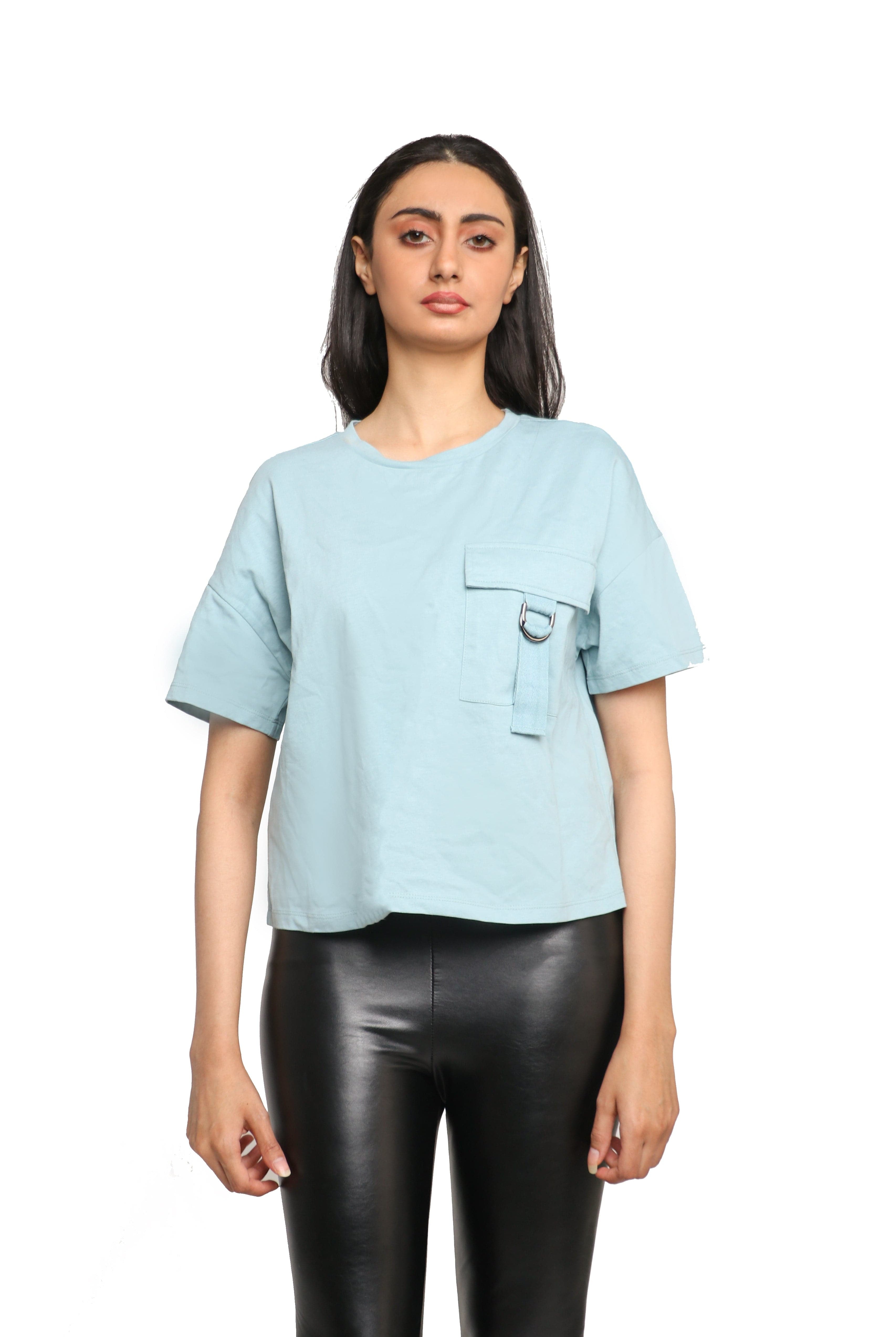 ميكا بلوزة قطنية بجيب وحلقة دائرية نسائي