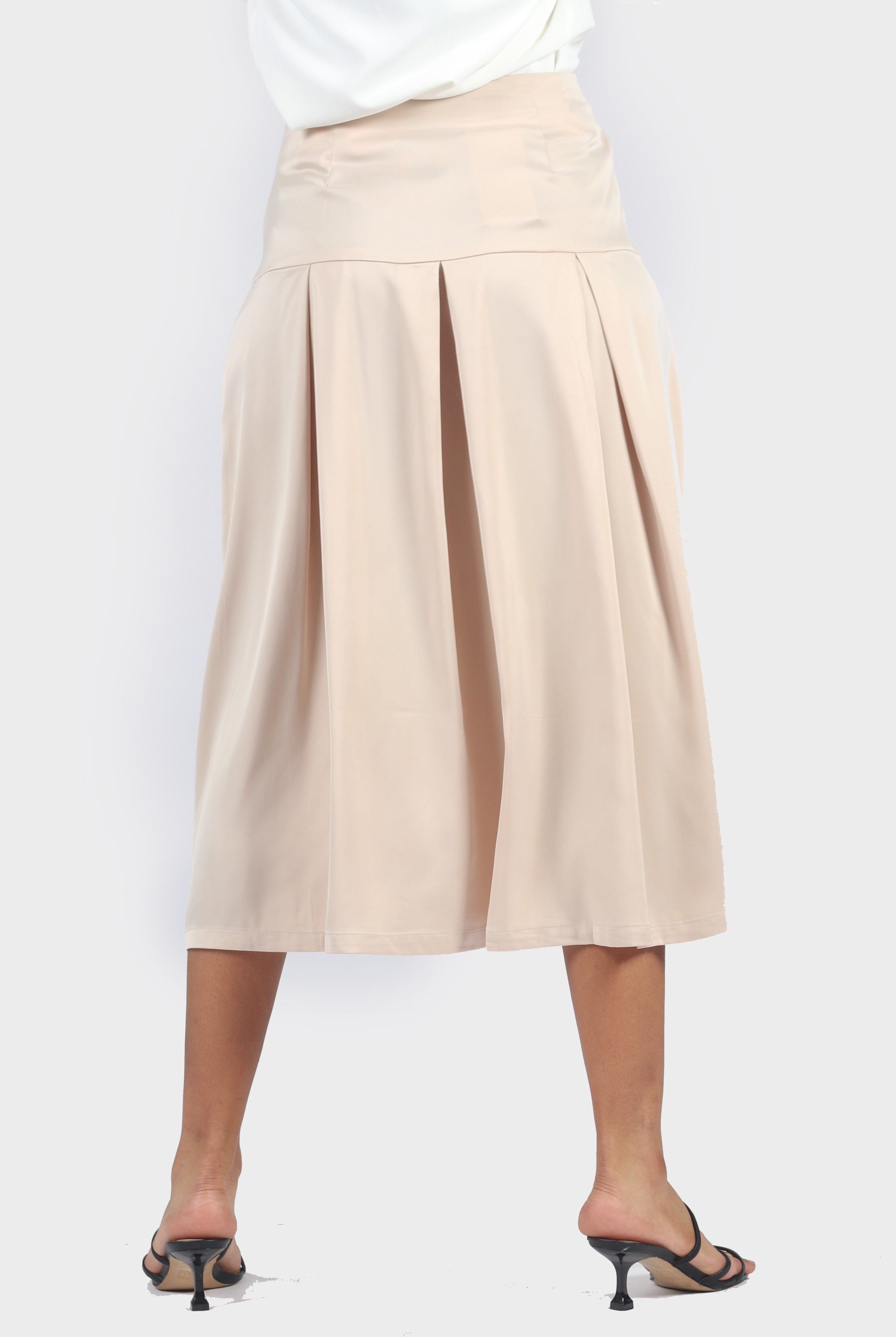 ميكا تنورة ميدي كلوش بوسط سادة خصر مرتفع