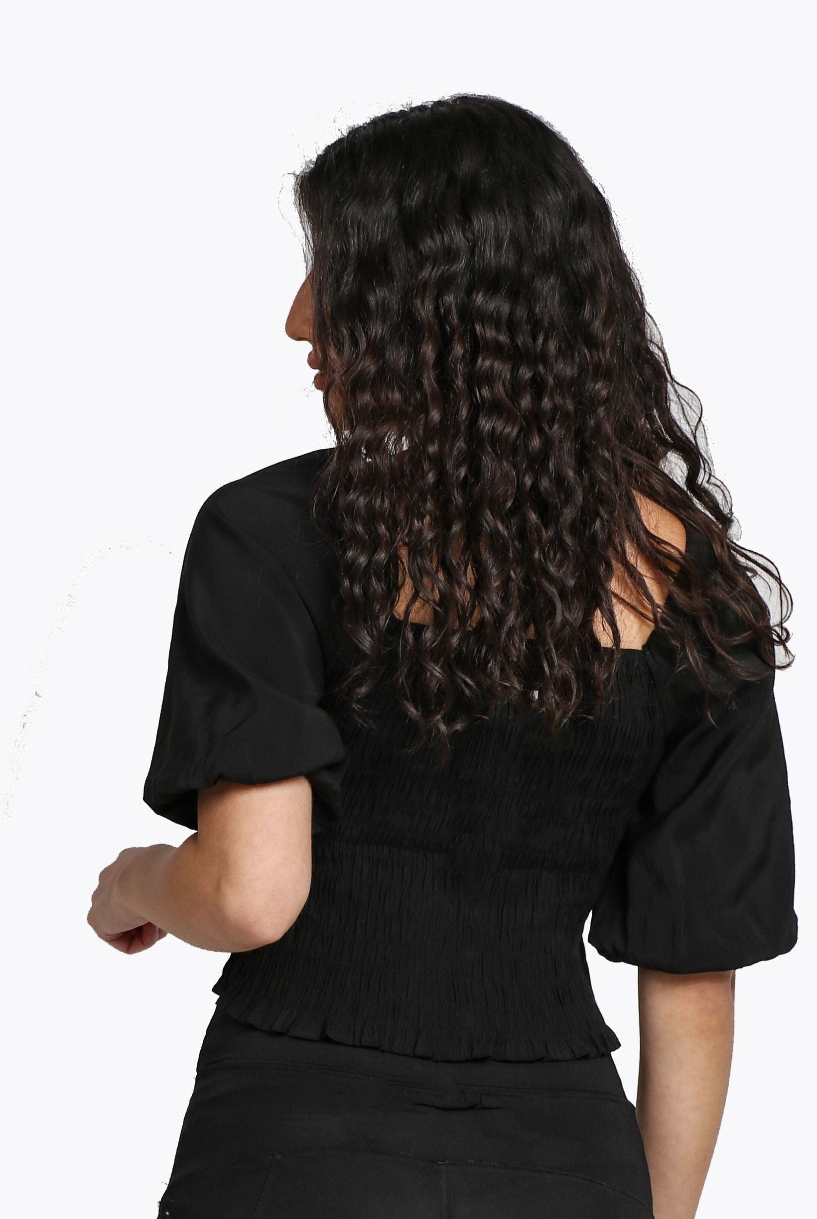 ميكا بلوزة نص بطن بأزرار أمامية ناعمة نص كم بف نسائي