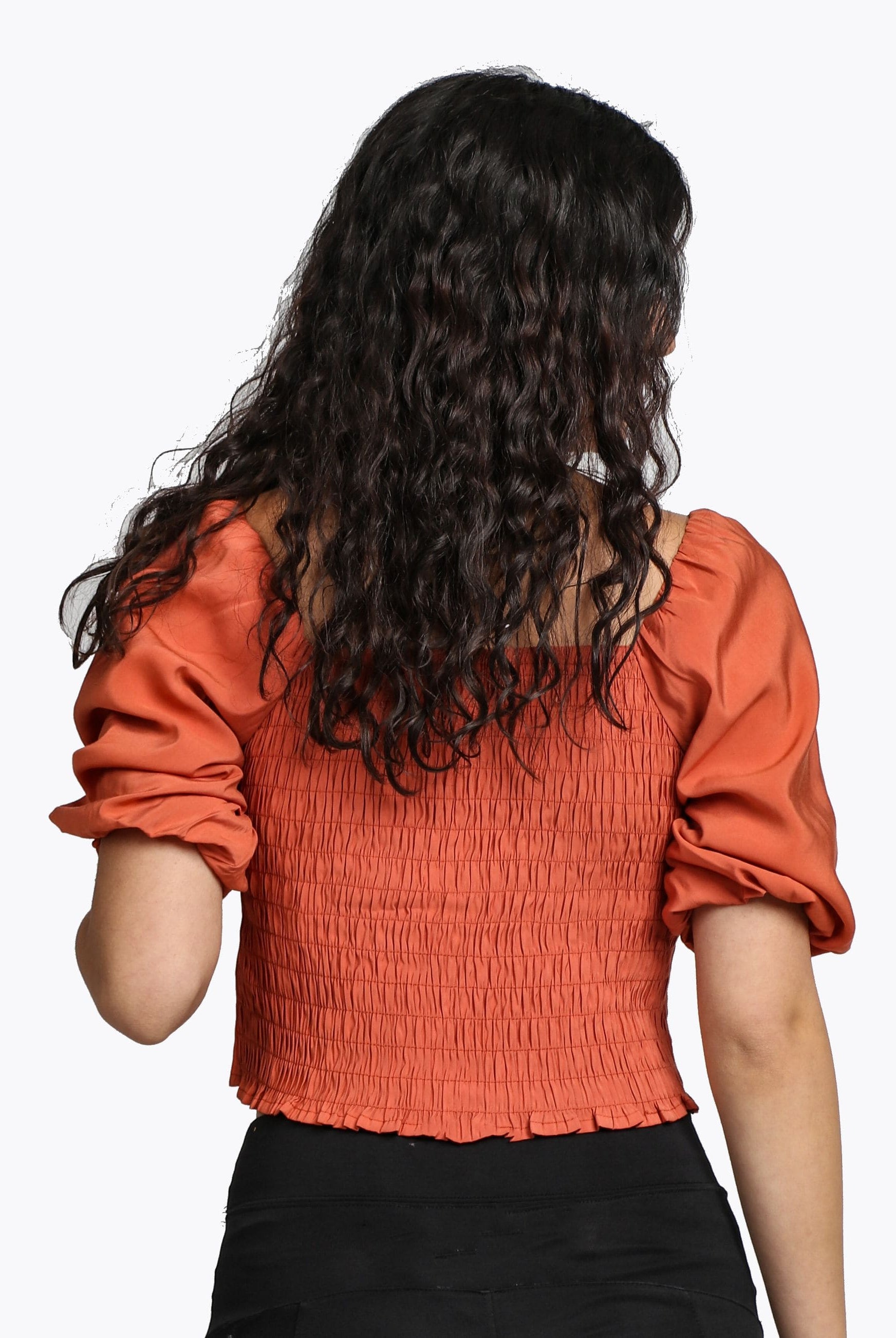 ميكا بلوزة نص بطن بأزرار أمامية ناعمة نص كم بف نسائي