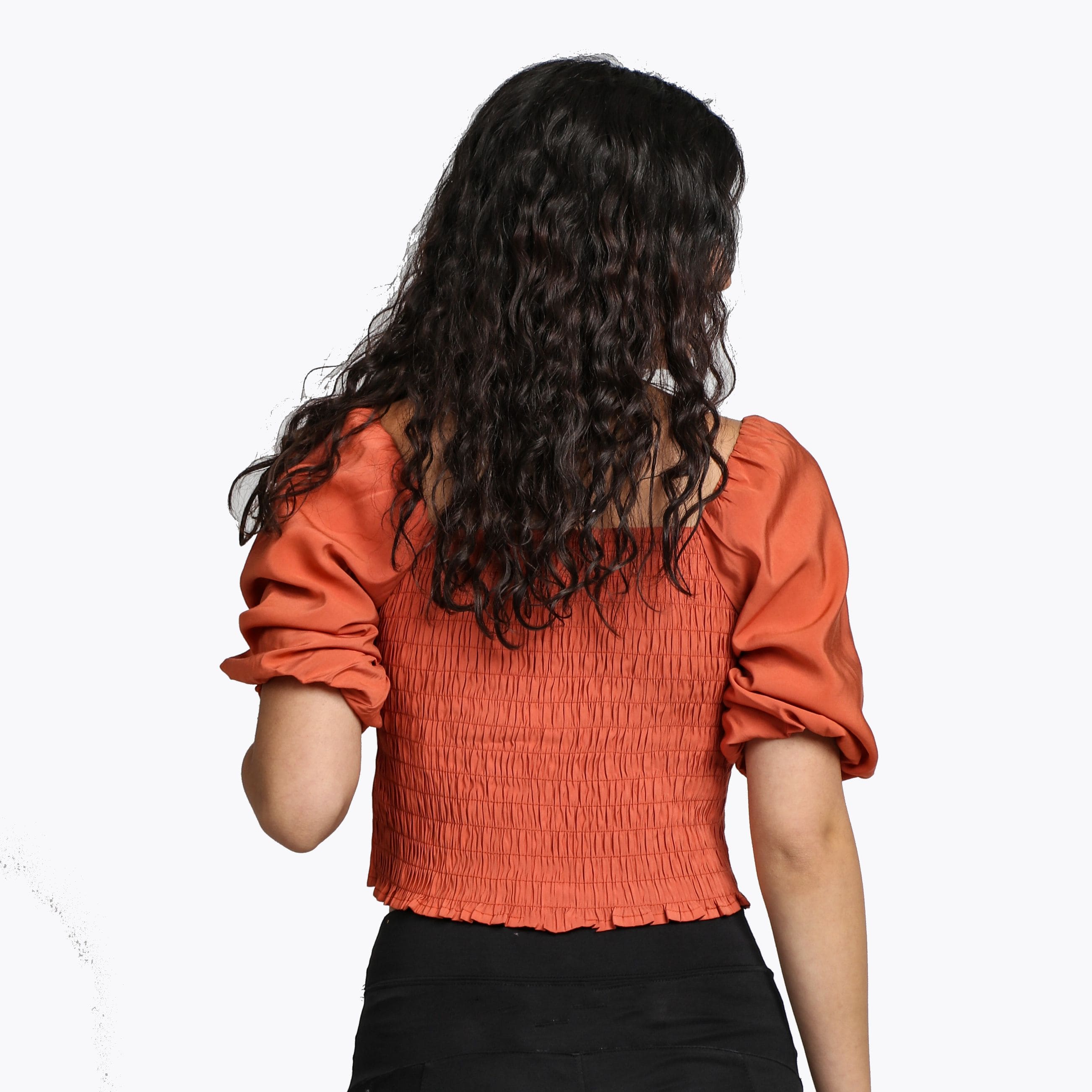 ميكا بلوزة نص بطن بأزرار أمامية ناعمة نص كم بف نسائي