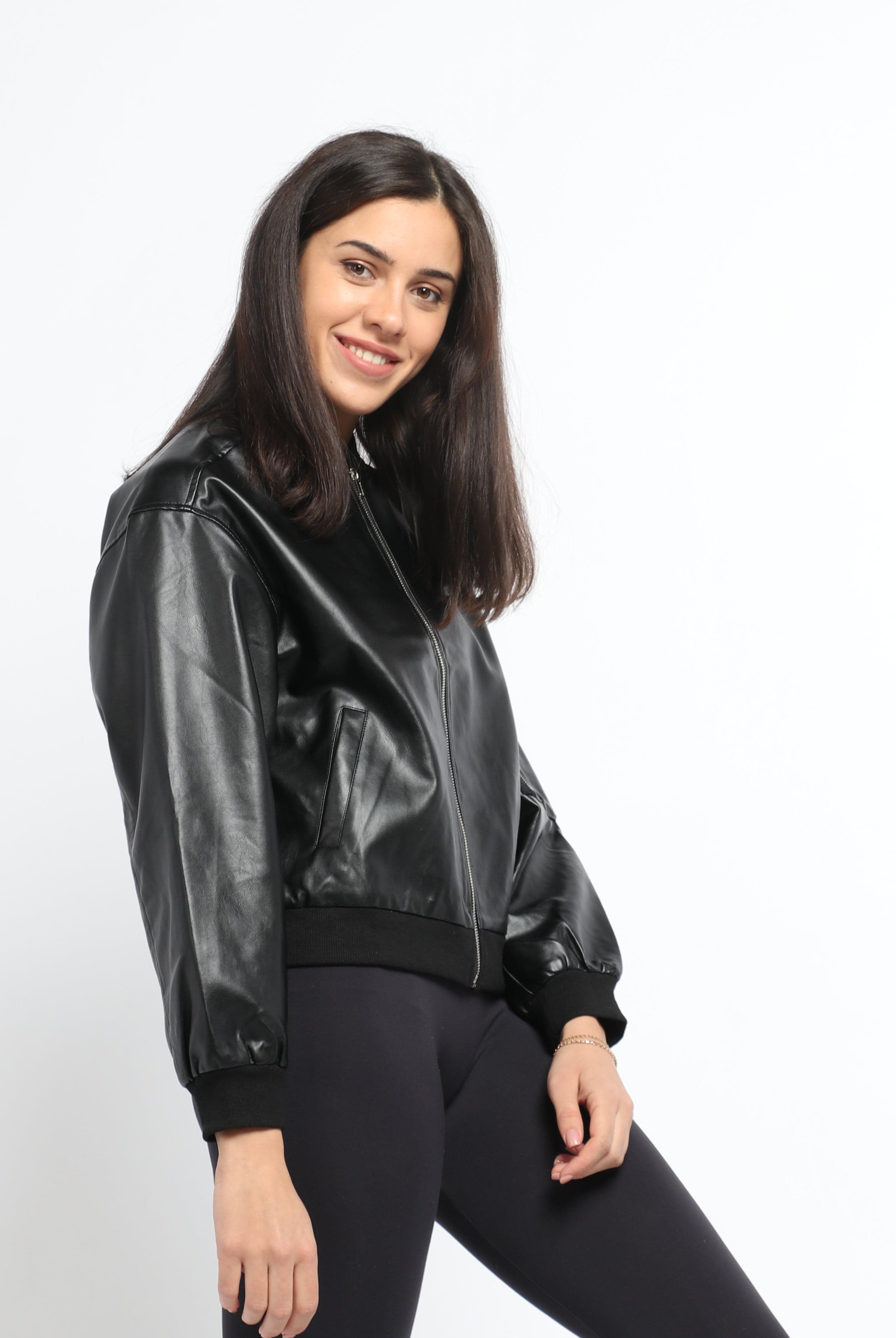 ميكا سترة بسحاب بأكمام طويلة وجيوب