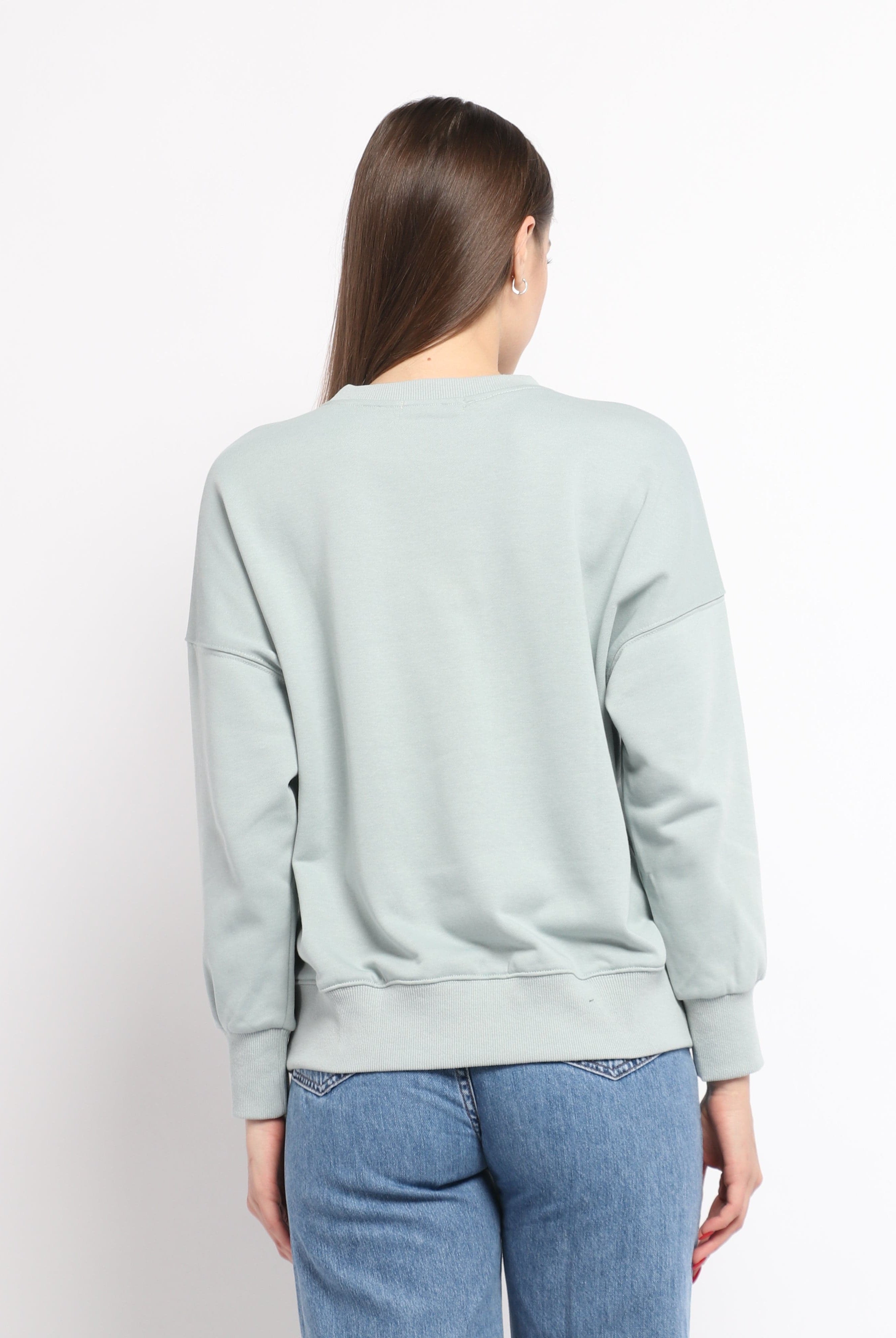 ميكا بلوزة بأكمام طويلة شتوية بطبعة على الصدر