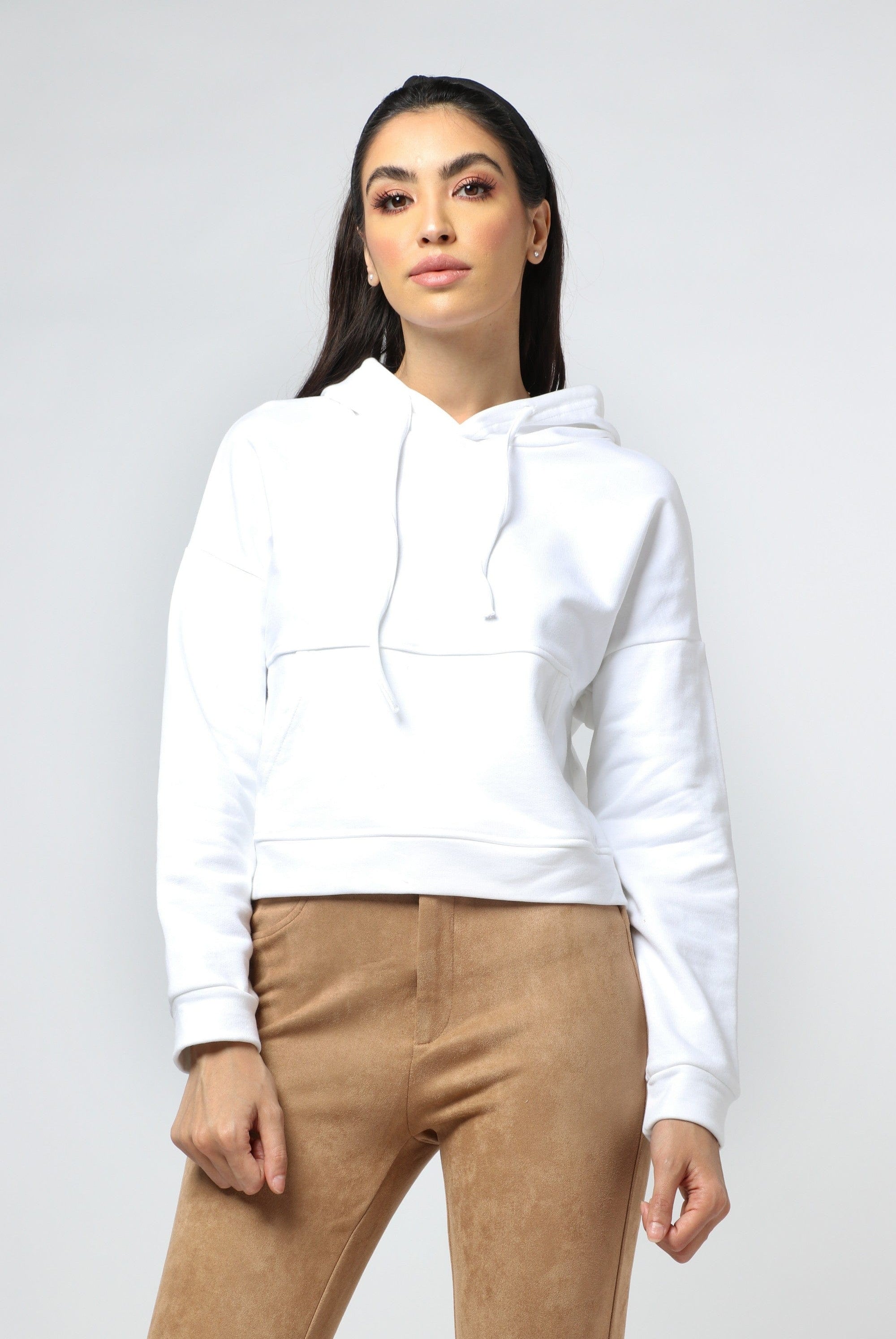 ميكا بلوزة بأكمام طويلة قصيرة بهودي