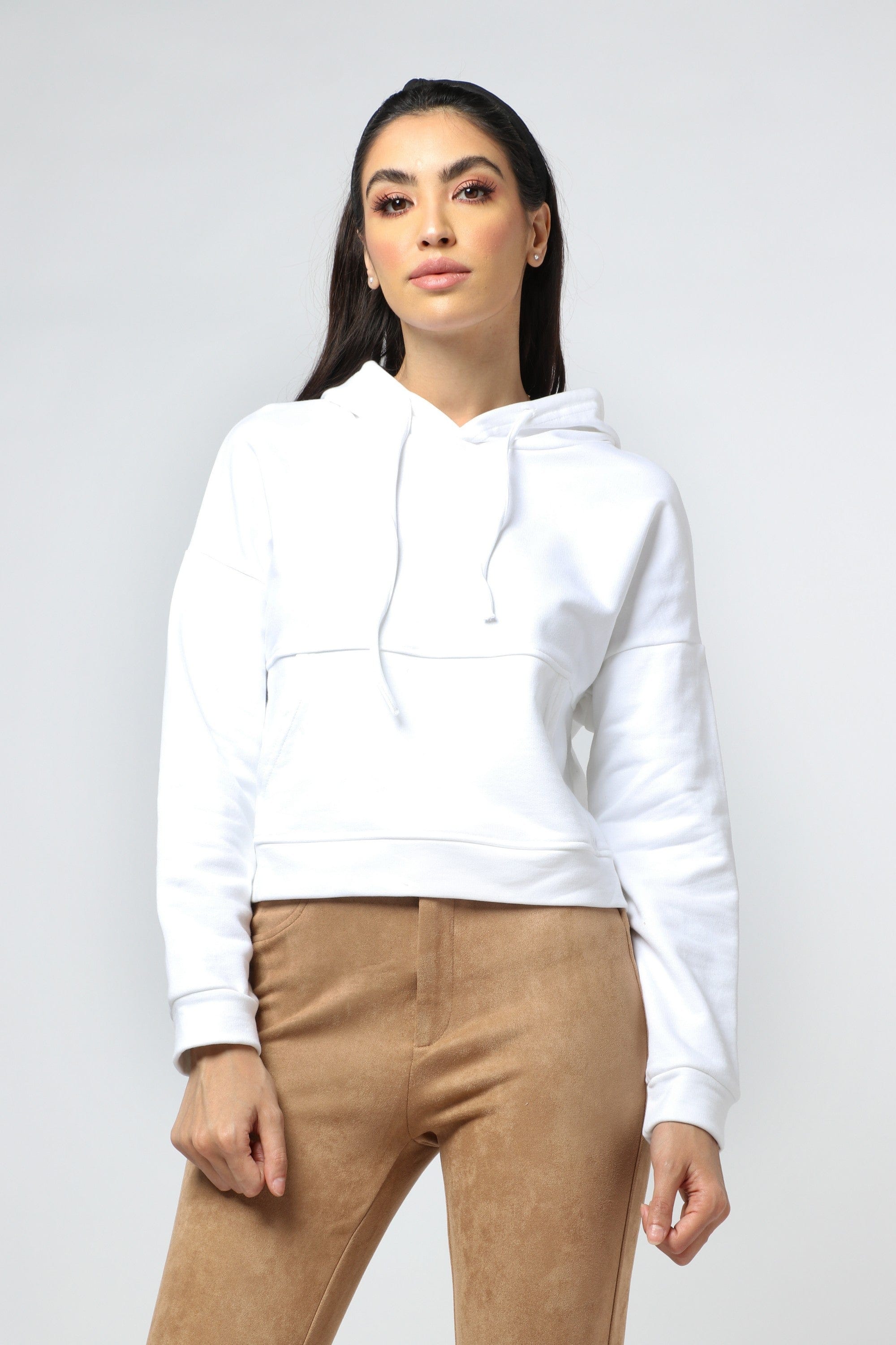 ميكا بلوزة بأكمام طويلة قصيرة بهودي