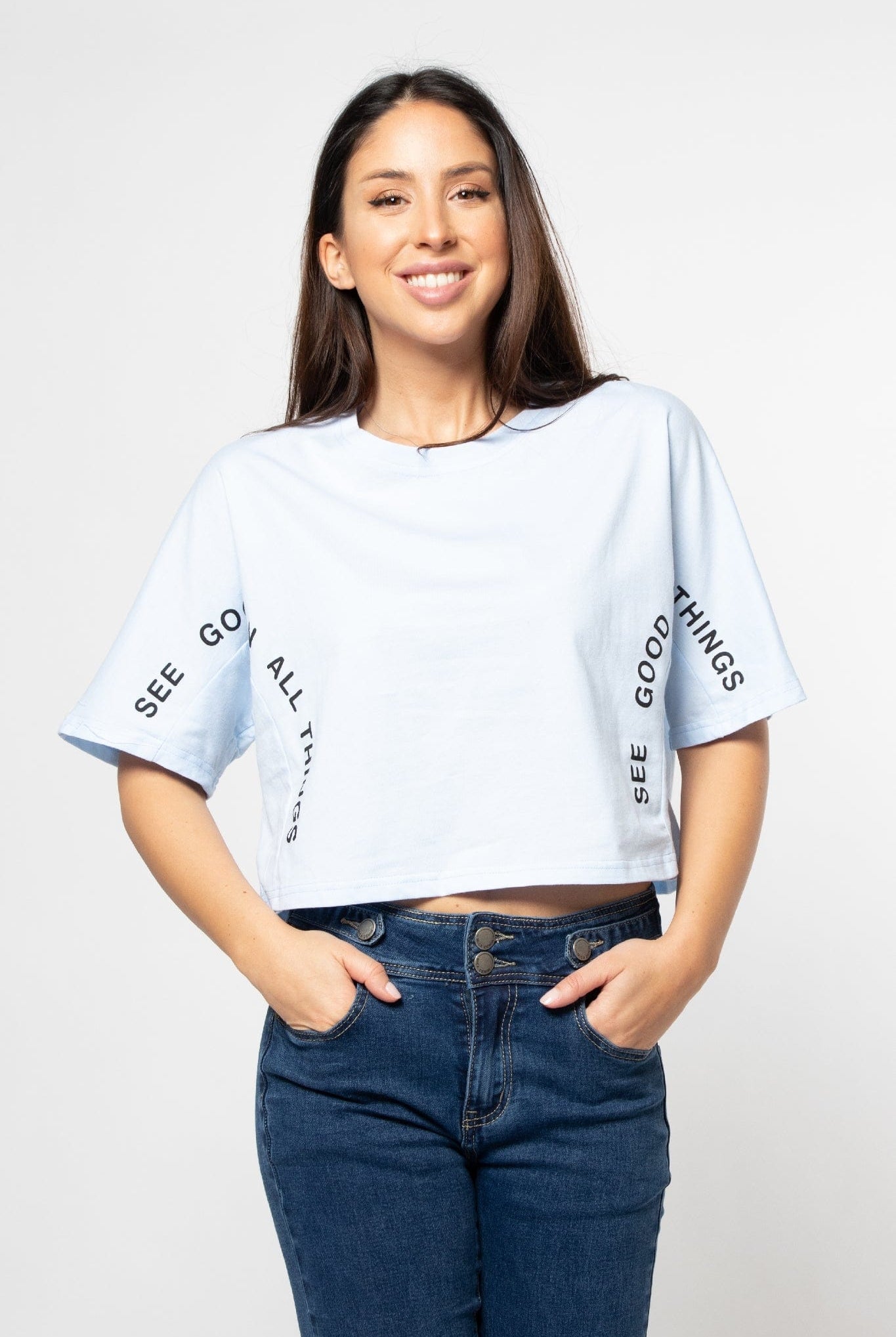 ميكا بلوزة بأكمام قصيرة سادة مخرمة