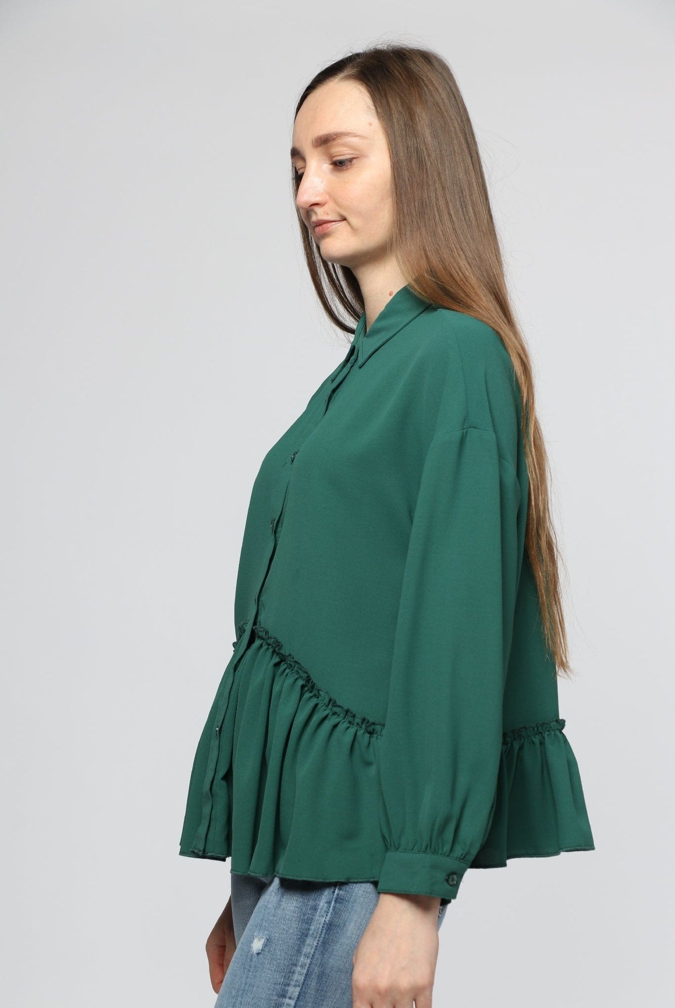 ميكا بلوزة بأكمام طويلة بتصميم قميص بكرانيش