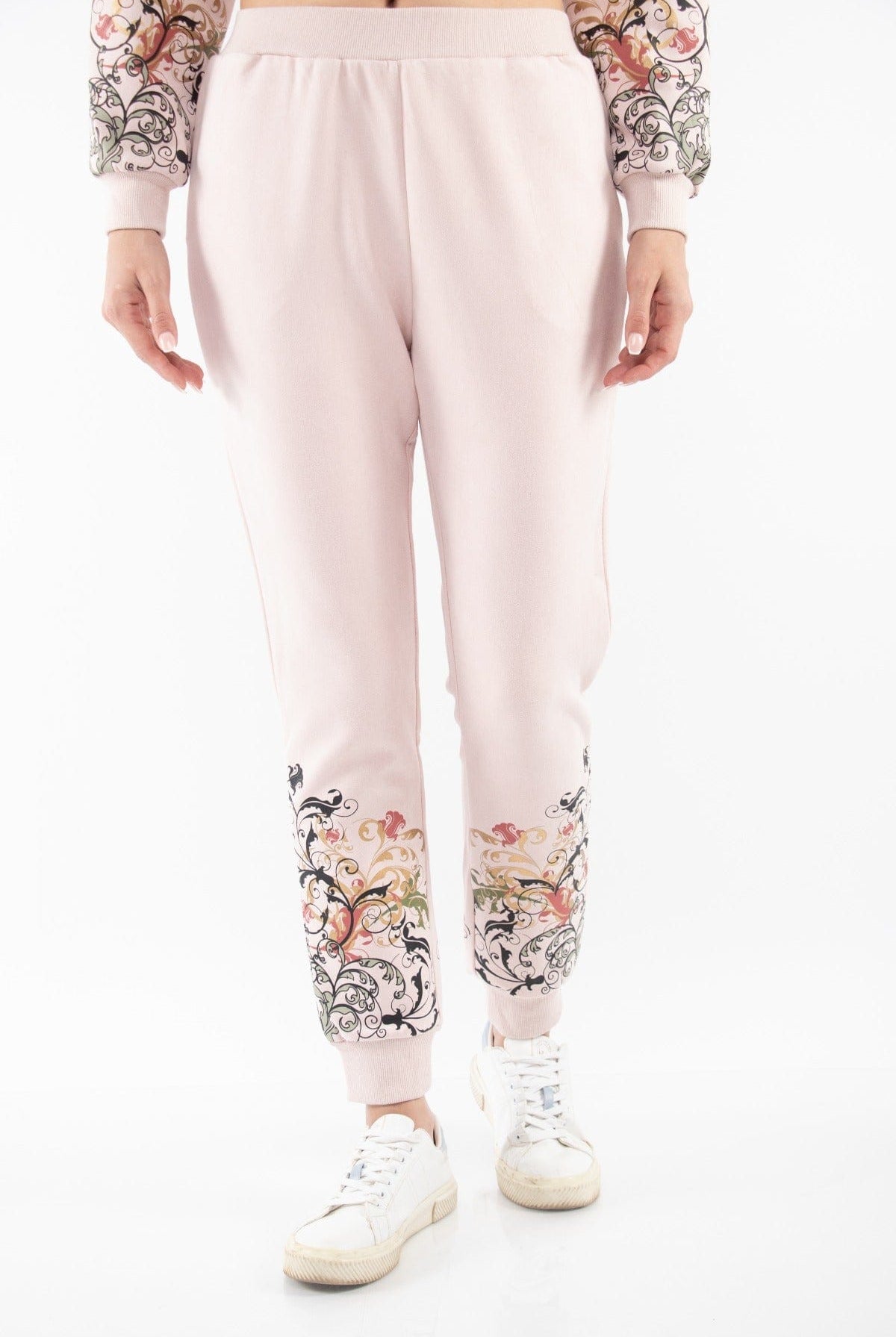 ميكا بنطلون سادة بخصر مطاط وأساور من أسفل نسائي