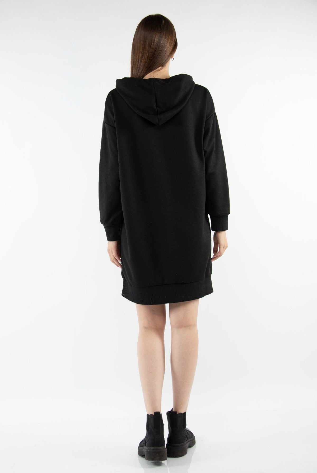 ميكا سويت شيرت طويل بجيوب وقبعة كم طويل نسائي