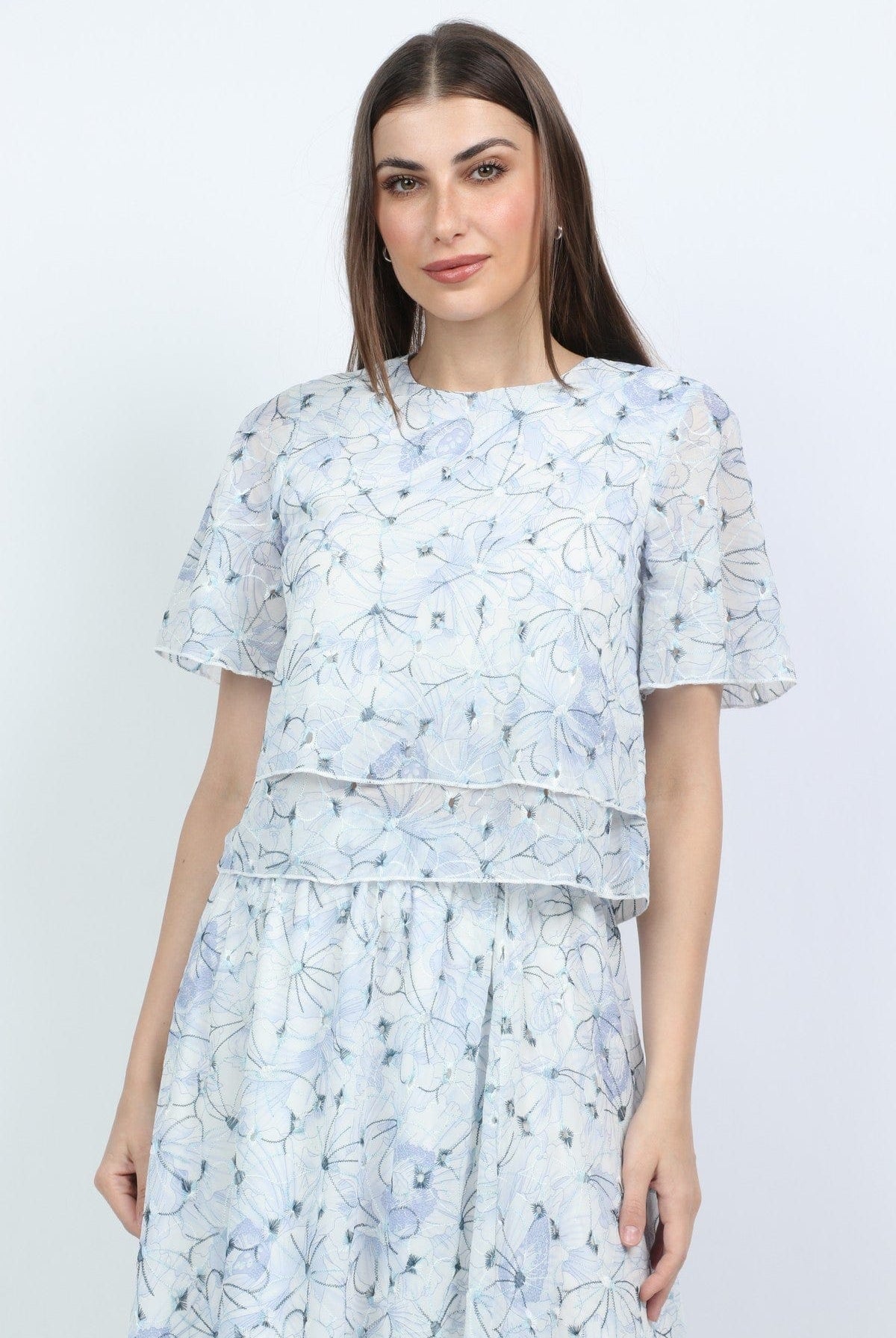 ميكا بلوزة منقوشة كم فراشة