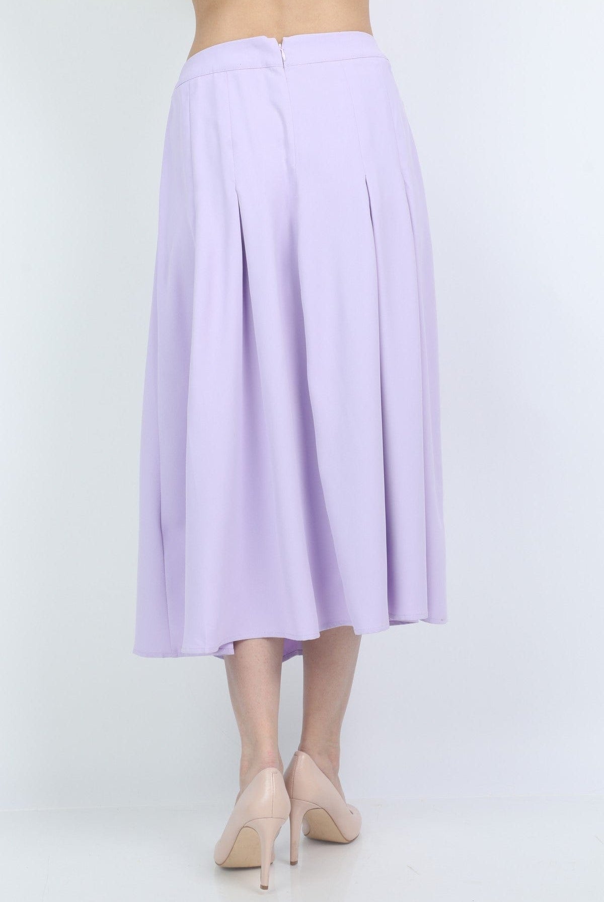 ميكا تنورة ميدي رسمية سادة بكسرات