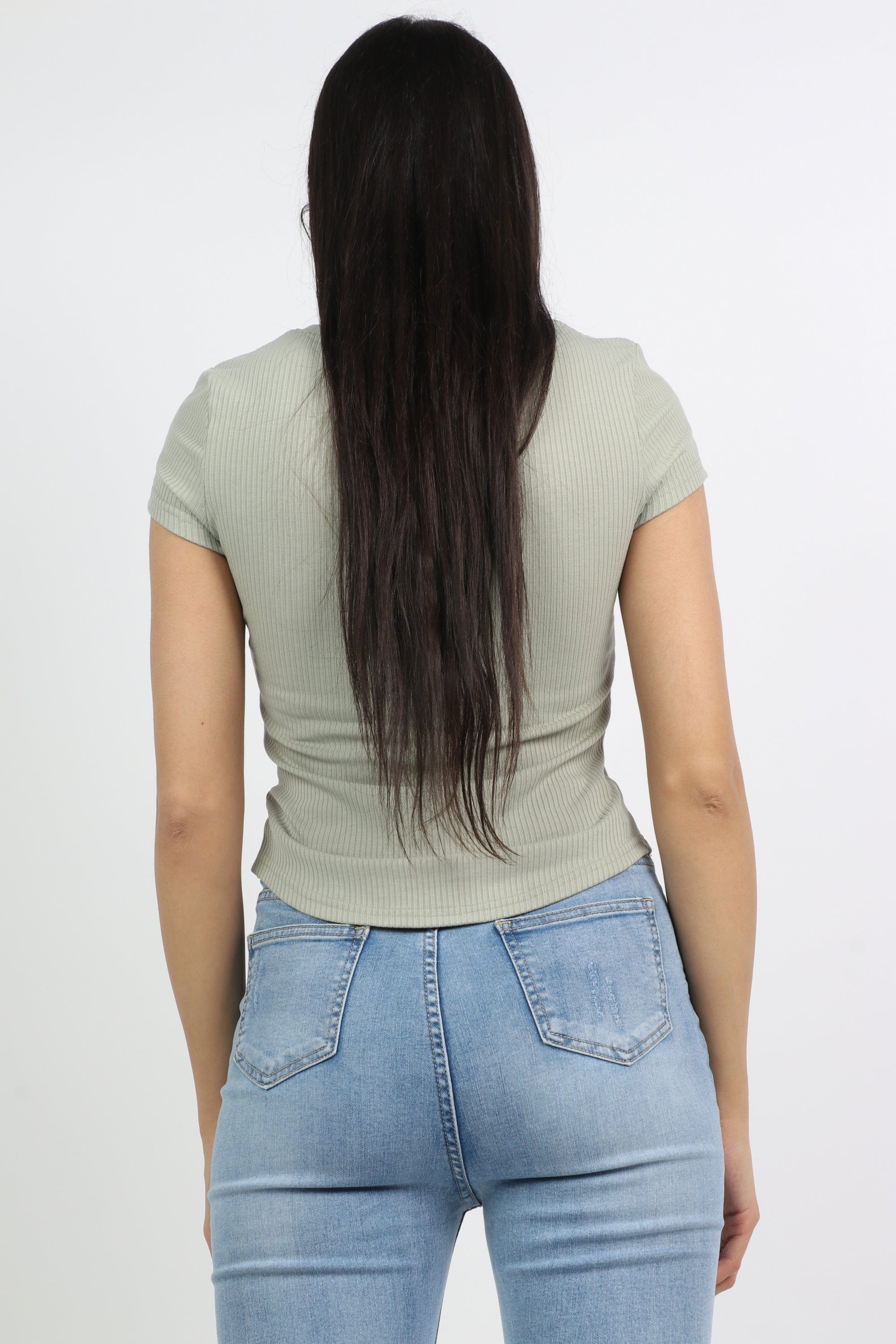 ميكا بلوزة قطنية بأزرار أمامية على الصدر كم قصير نسائي