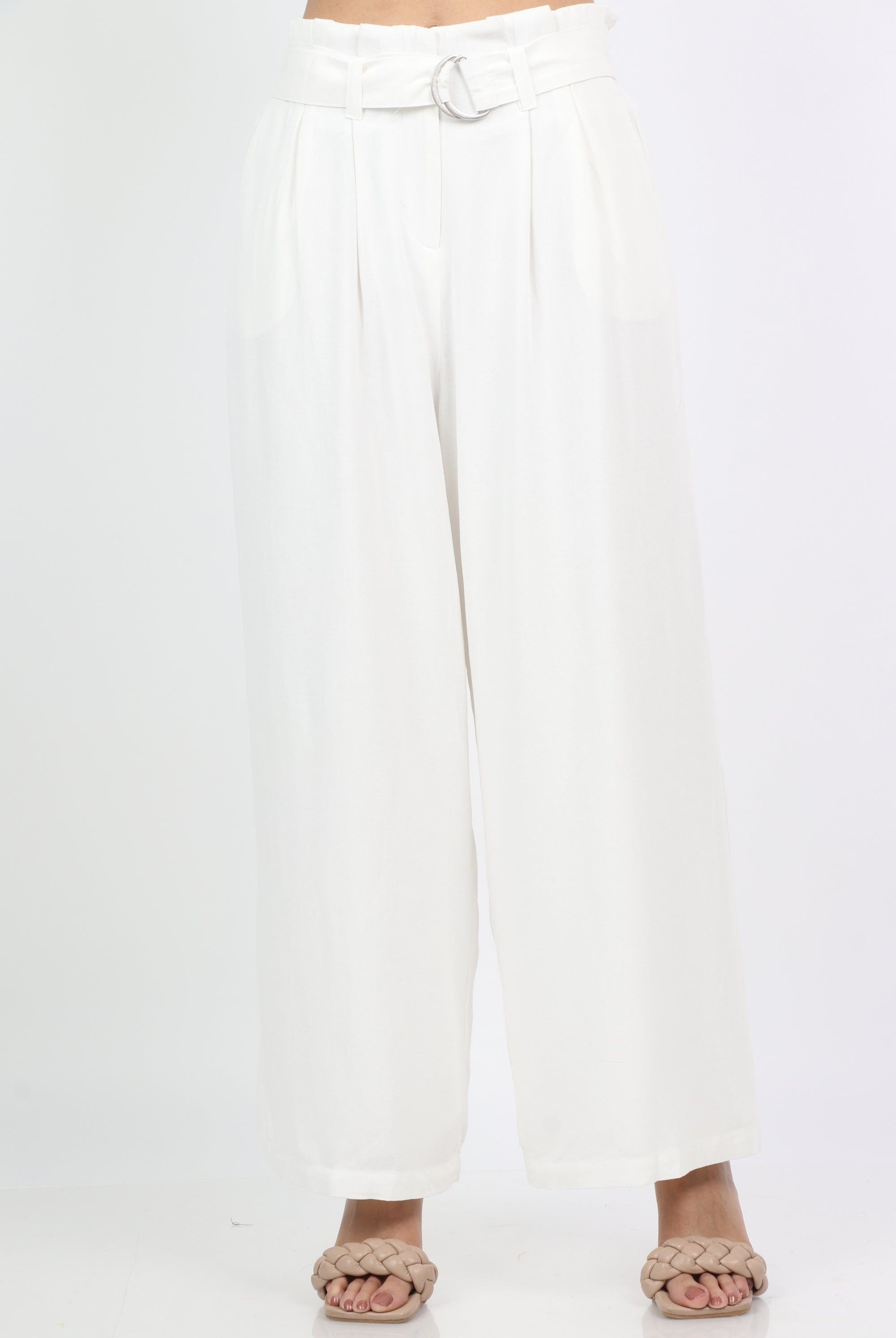 ميكا بنطلون كلاسيك واسع مع حزام طويل نسائي