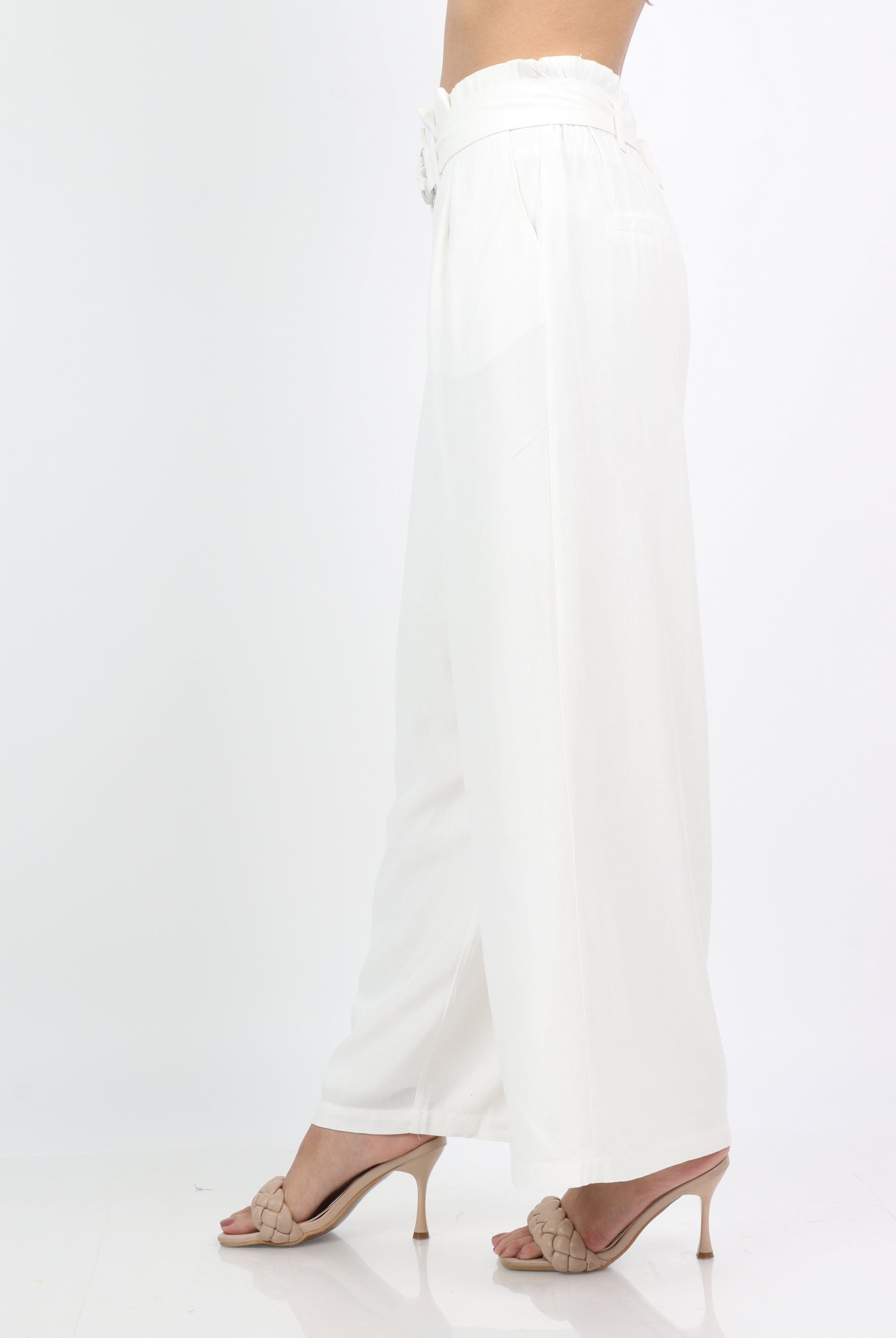 ميكا بنطلون كلاسيك واسع مع حزام طويل نسائي