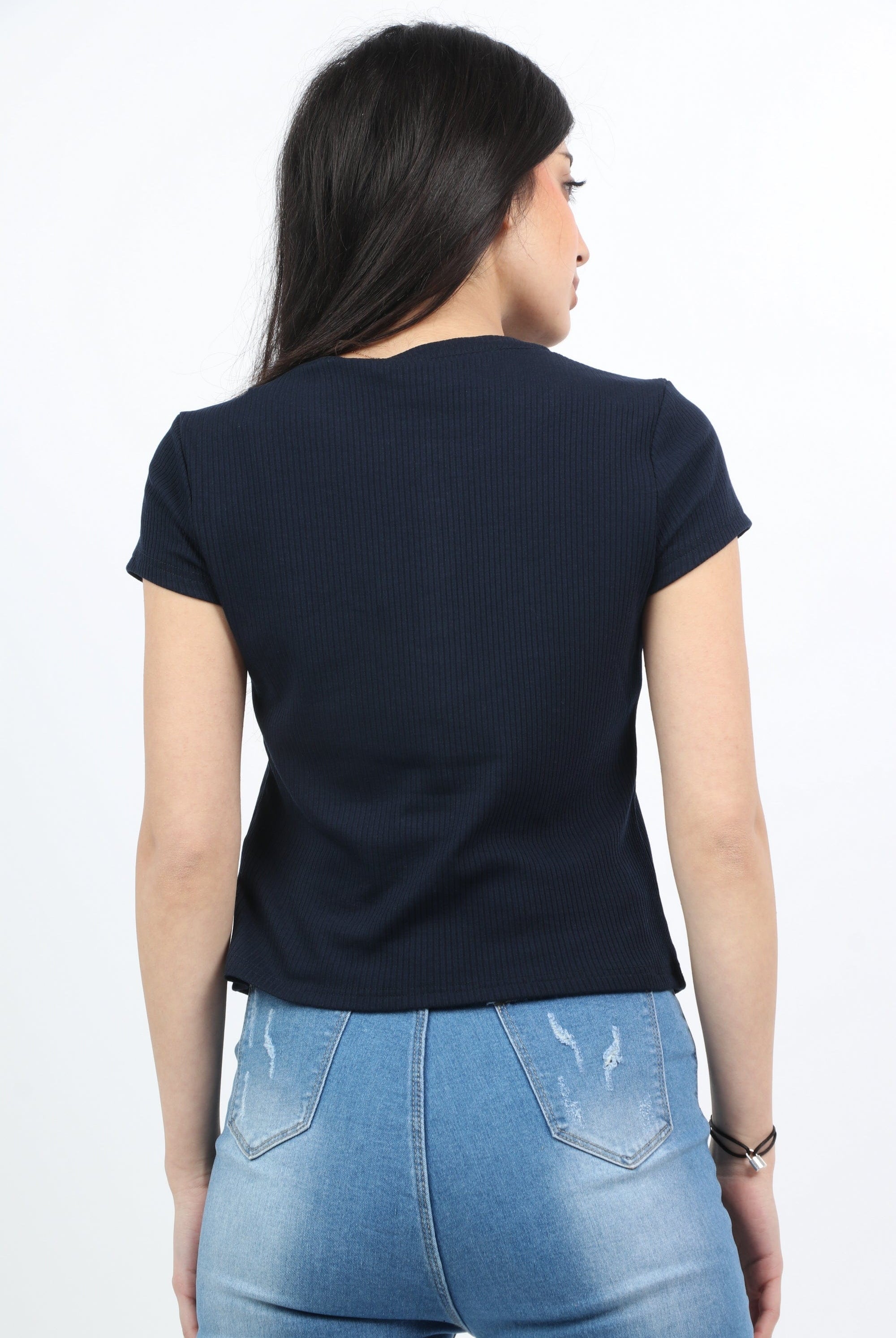 ميكا بلوزة قطن بأكمام قصيرة وأزرار أمامية نسائية