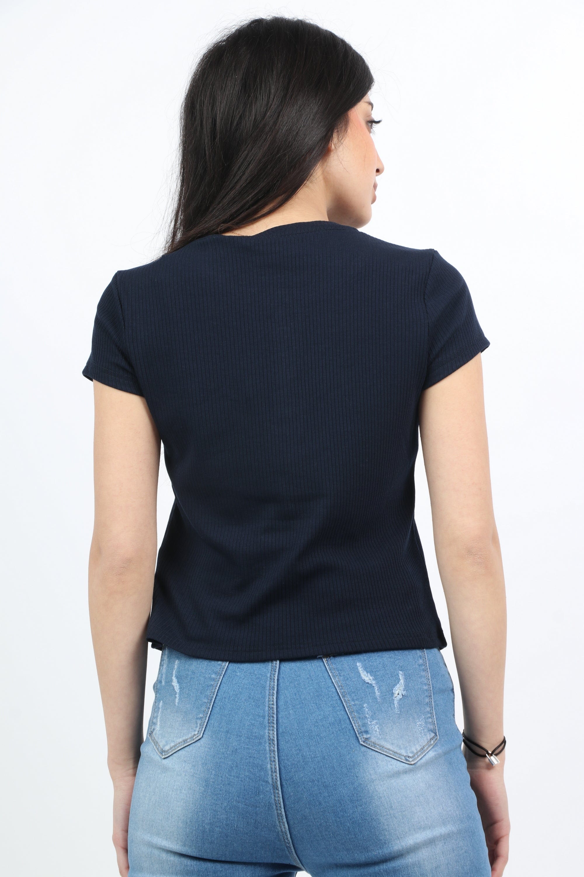 ميكا بلوزة قطن بأكمام قصيرة وأزرار أمامية نسائية