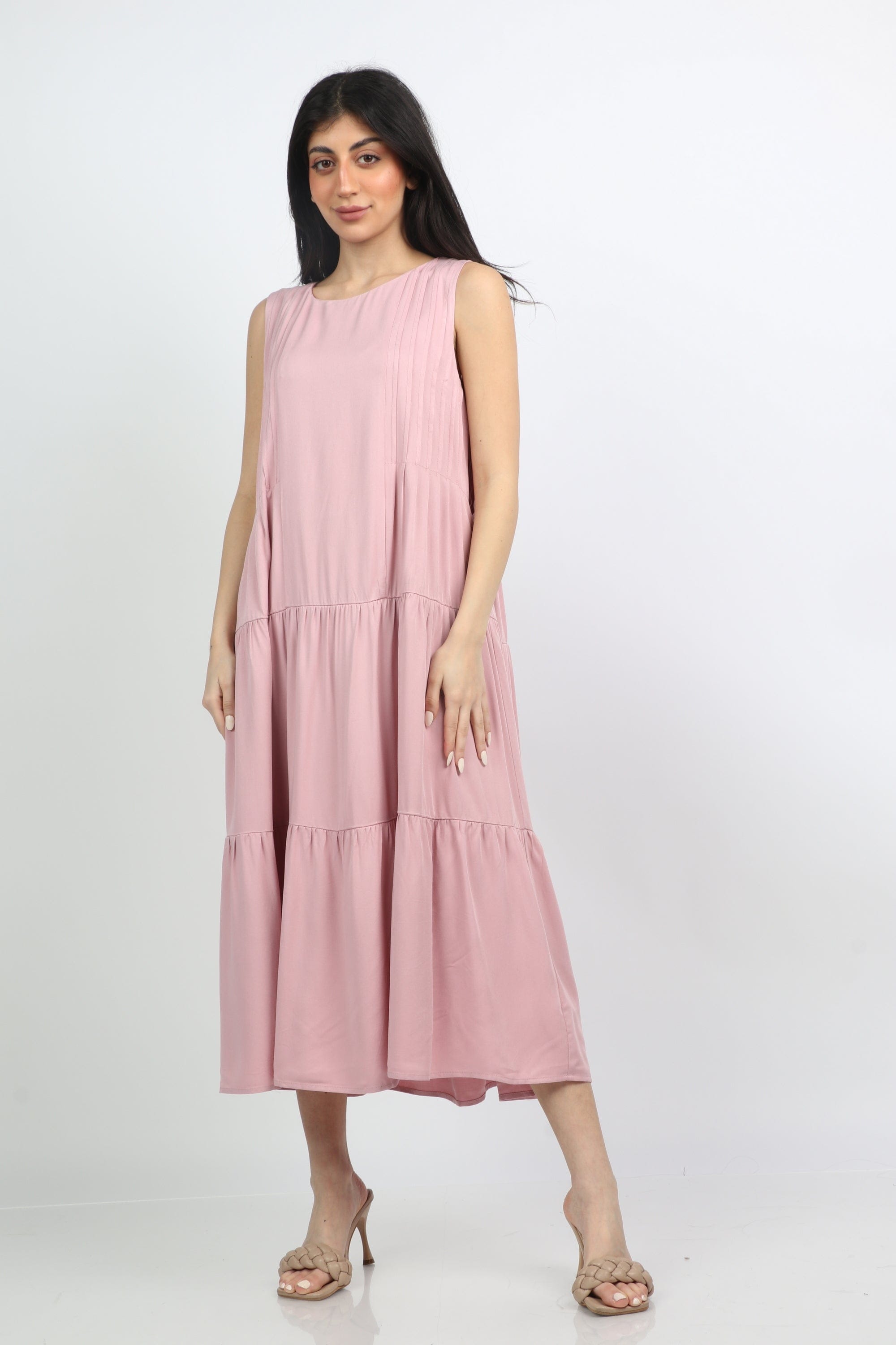 ميكا فستان ميدي واسع من تحت بدون كم