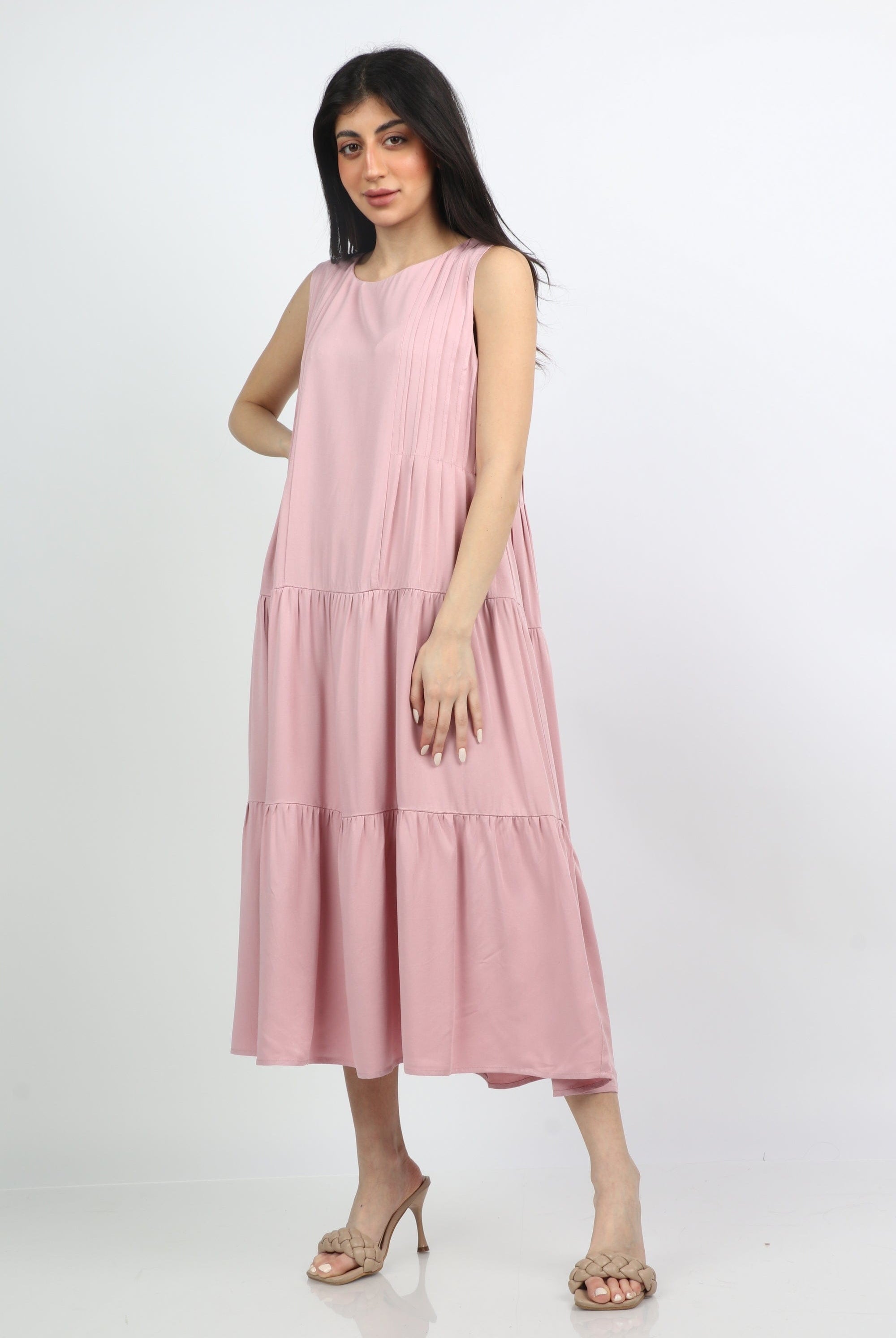 ميكا فستان ميدي واسع من تحت بدون كم