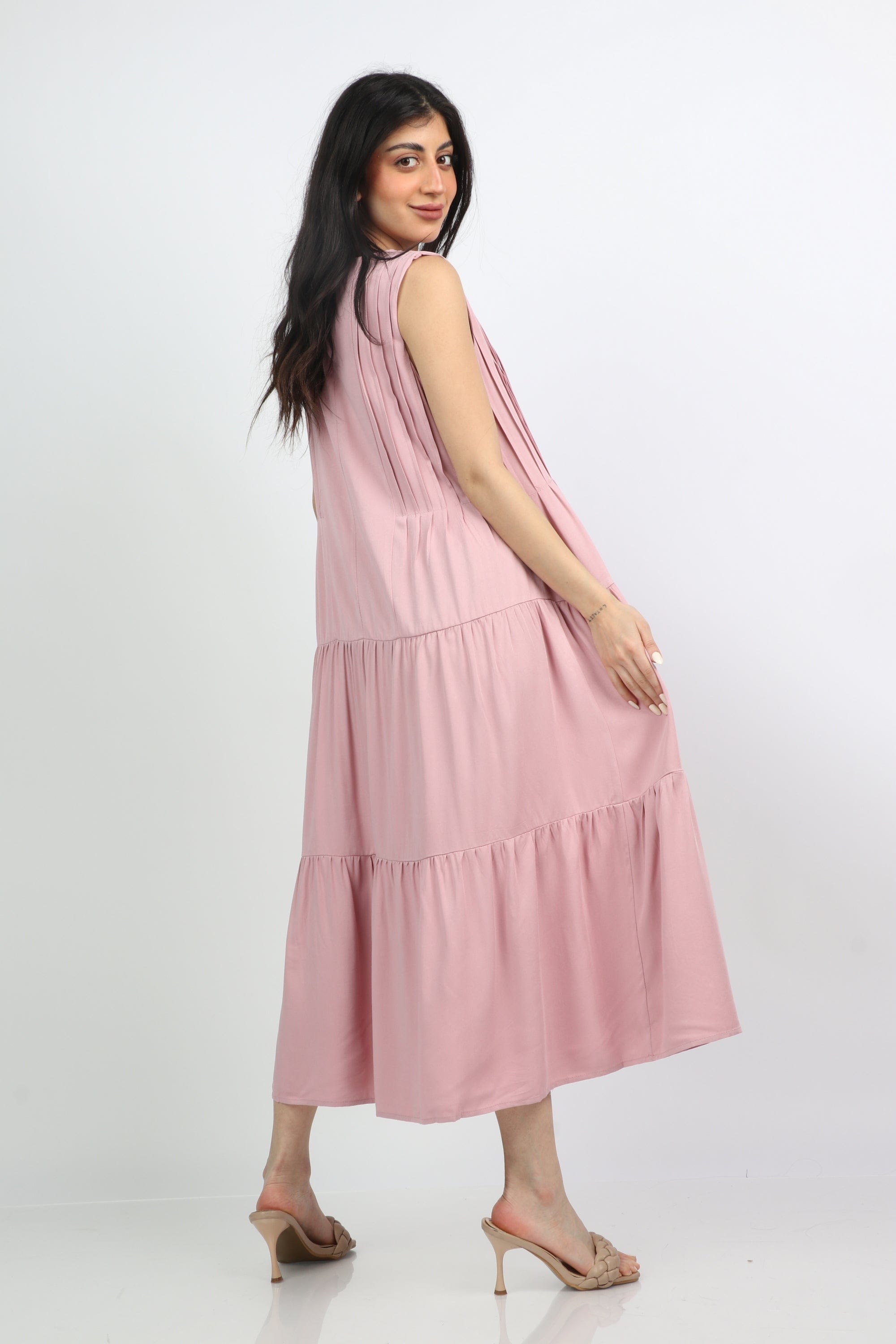 ميكا فستان ميدي واسع من تحت بدون كم