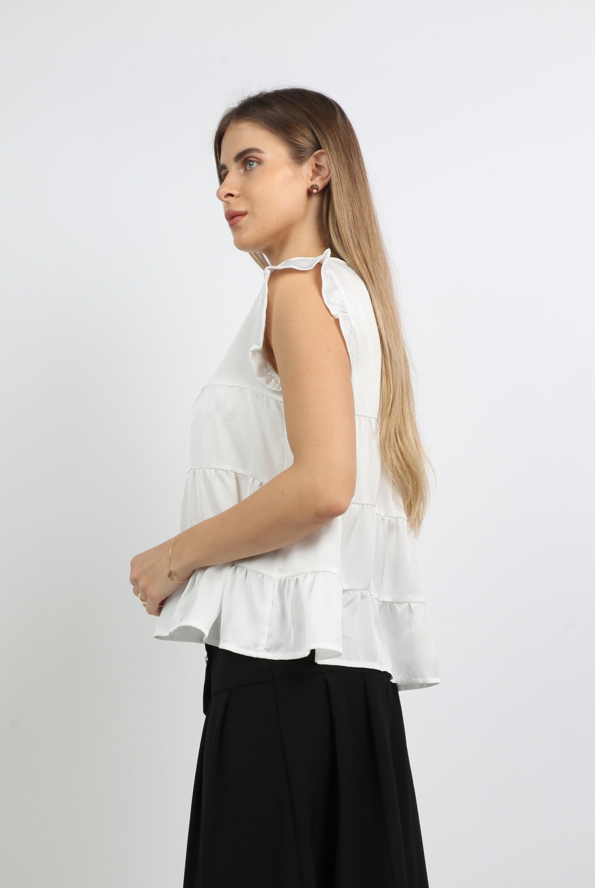 ميكا بلوزة مكشكشة من أسفل بدون أكمام نسائي