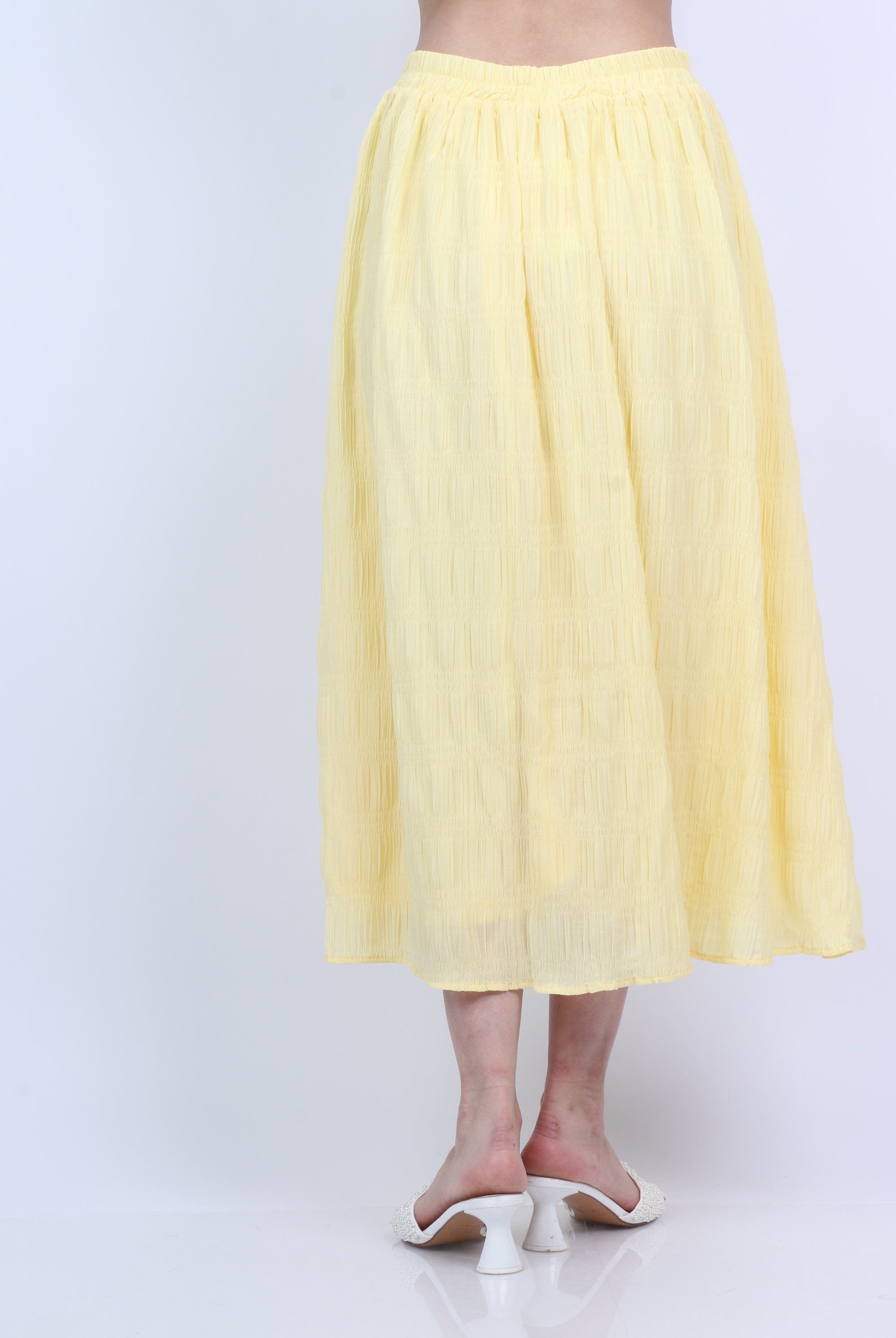 ميكا تنورة ميدي منفوشة واسعة سادة