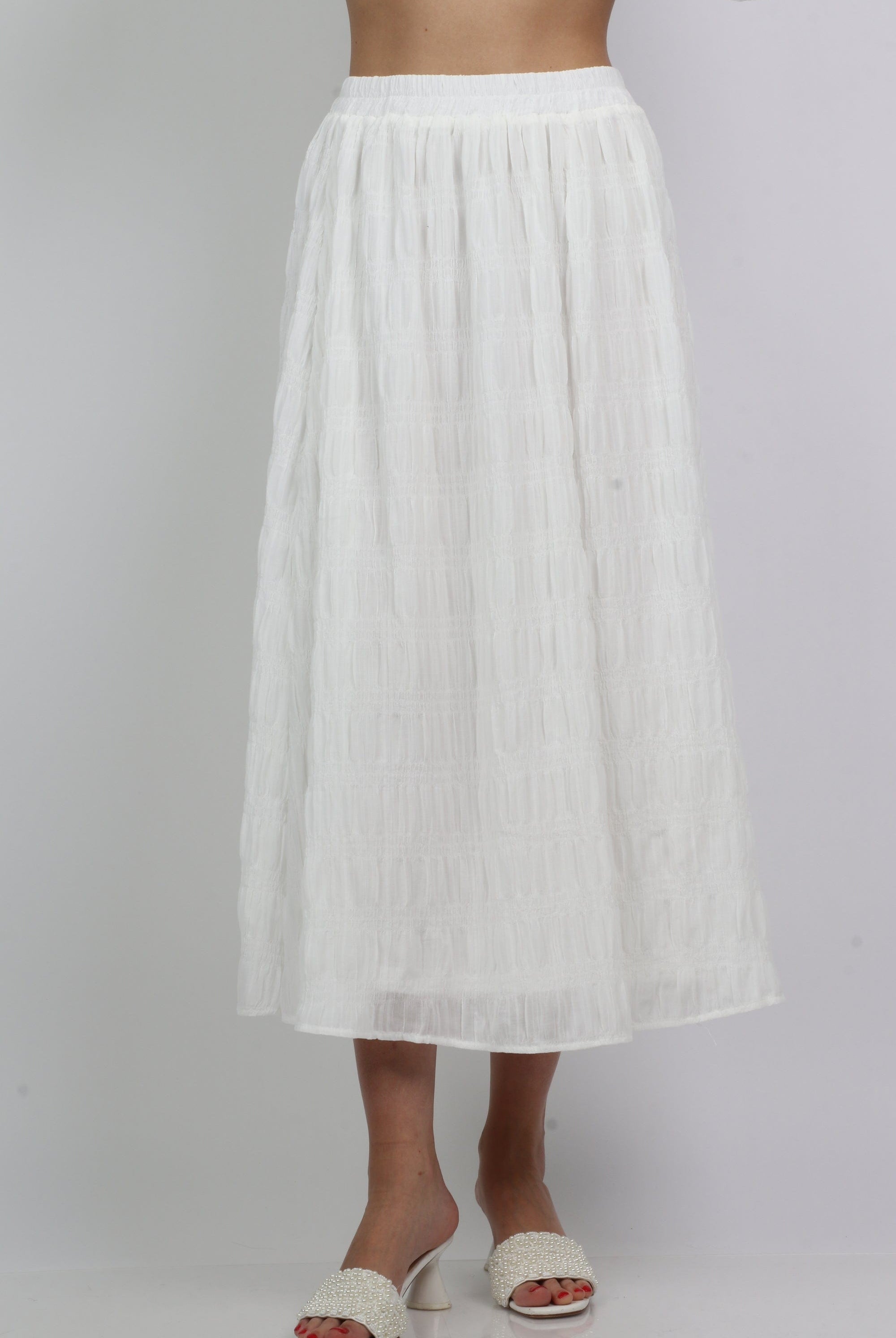 ميكا تنورة ميدي منفوشة واسعة سادة