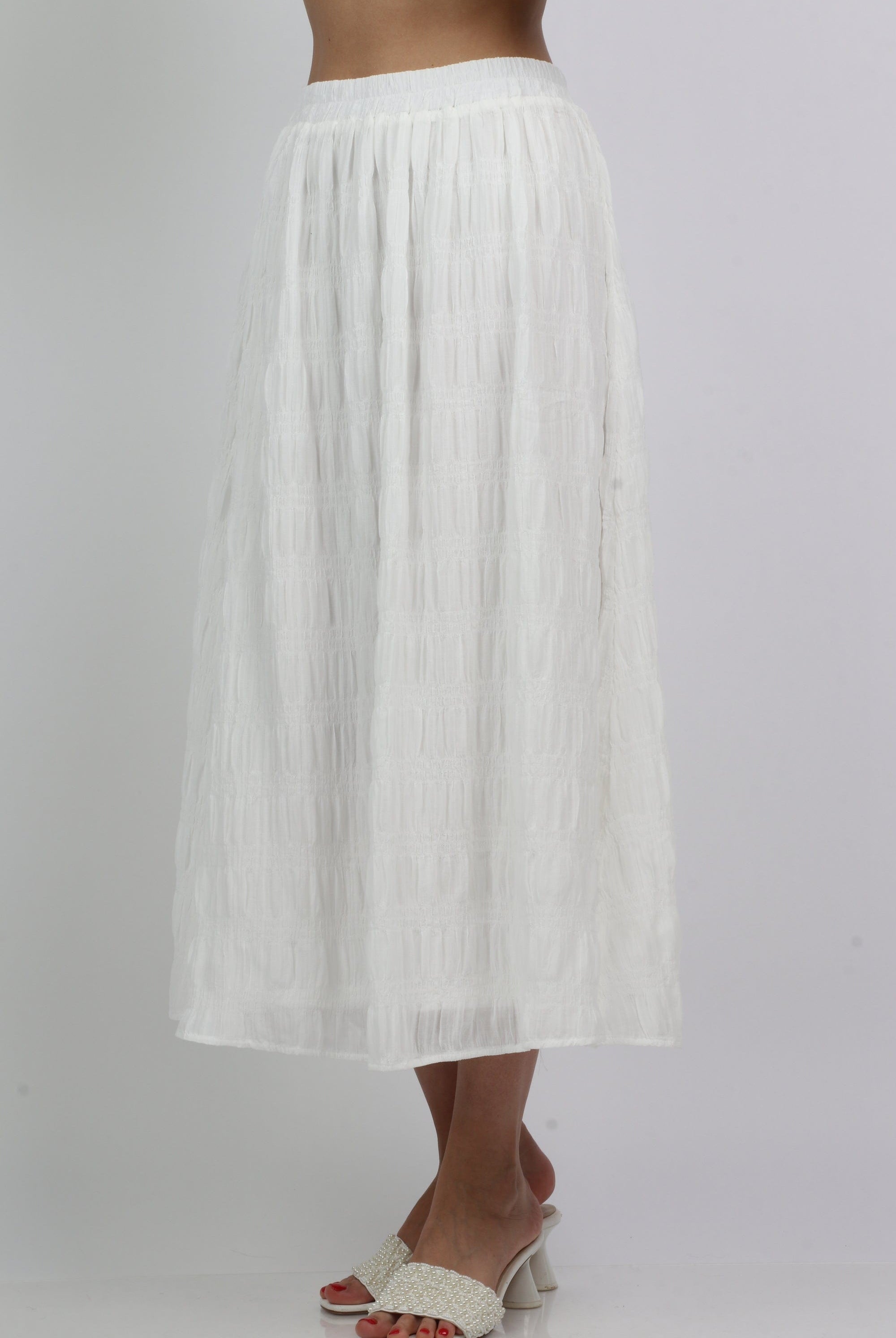 ميكا تنورة ميدي منفوشة واسعة سادة