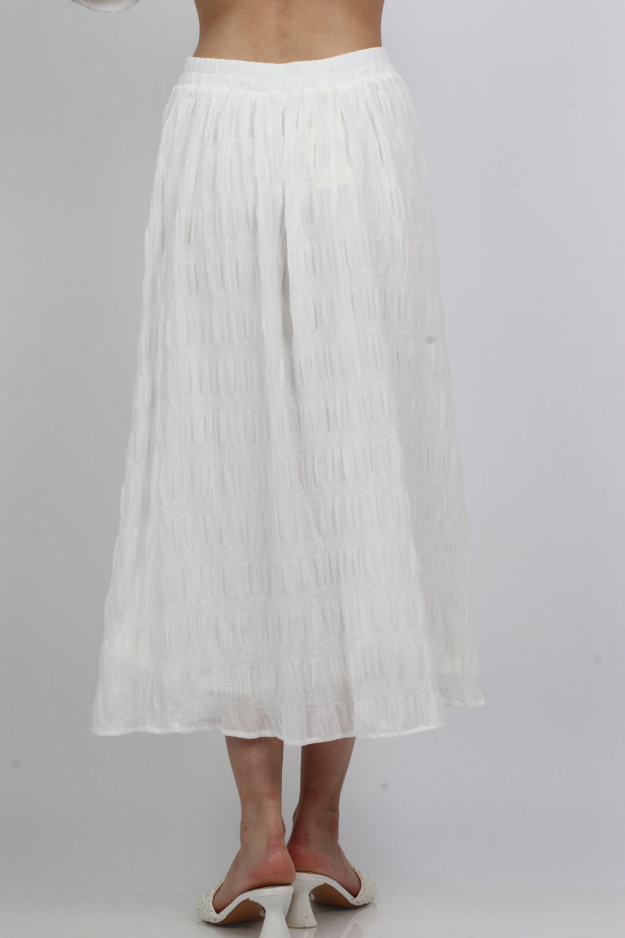 ميكا تنورة ميدي منفوشة واسعة سادة