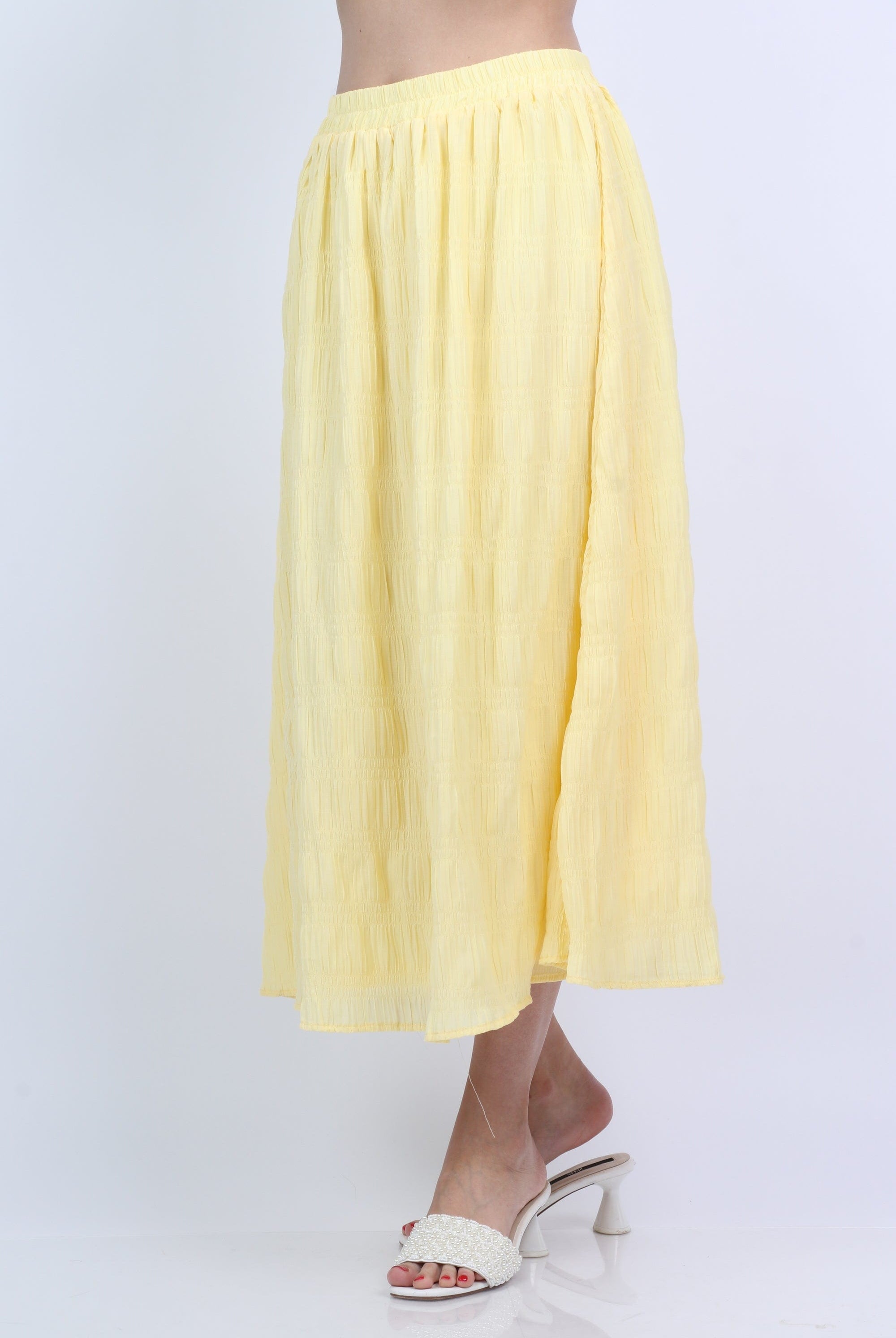 ميكا تنورة ميدي منفوشة واسعة سادة