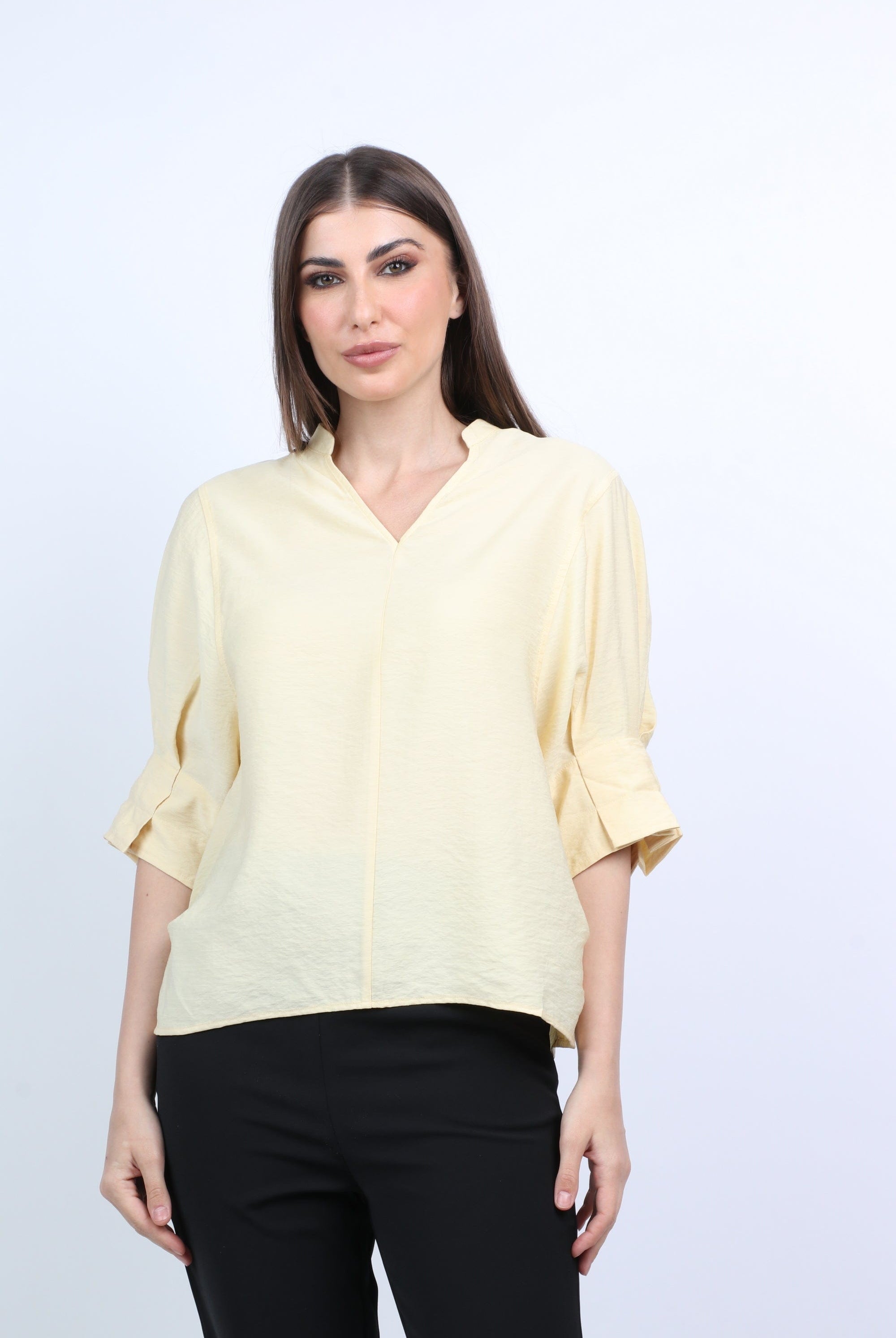 ميكا بلوزة سبعة بياقة 3/4 كم مكشكش نسائي