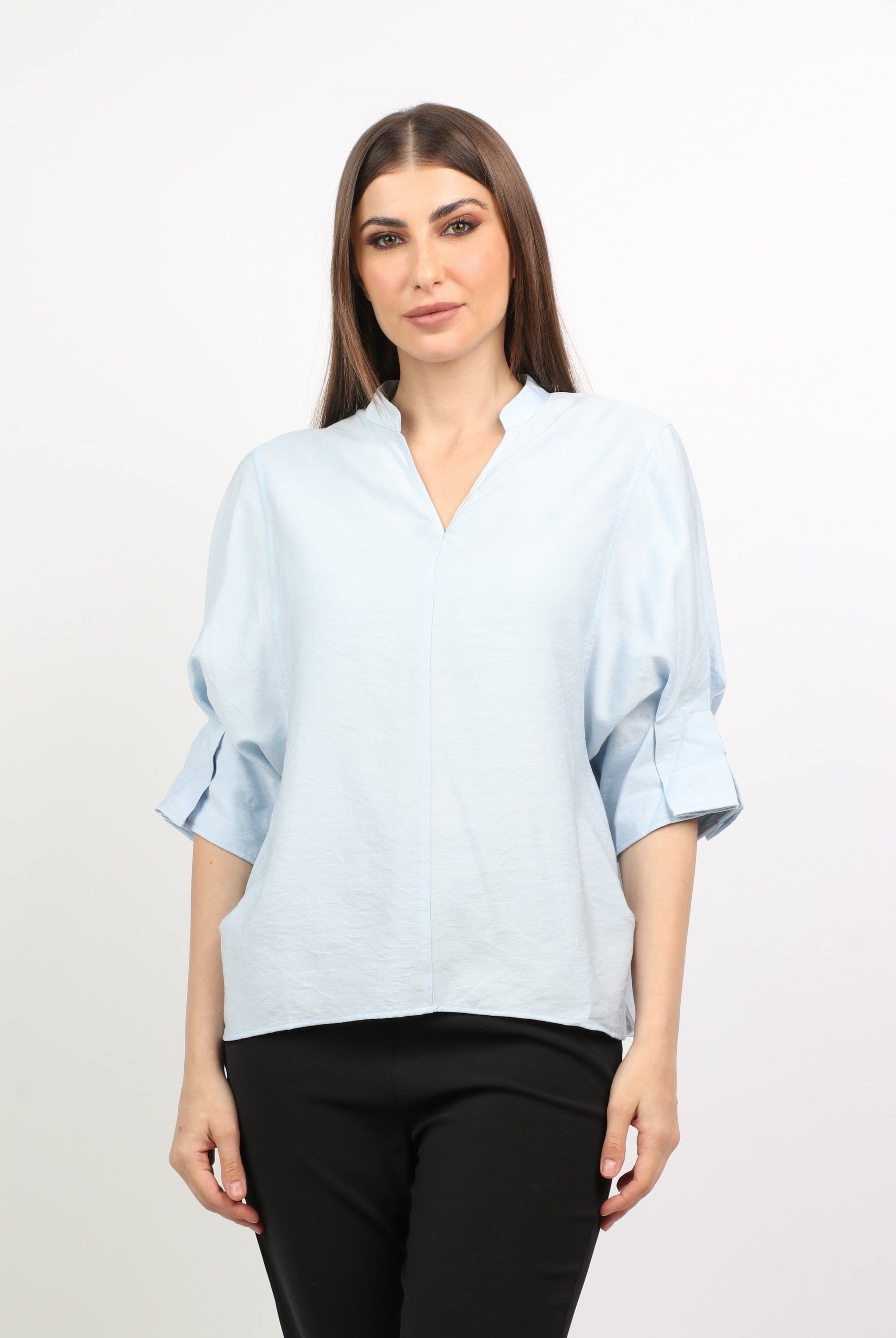 ميكا بلوزة سبعة بياقة 3/4 كم مكشكش نسائي