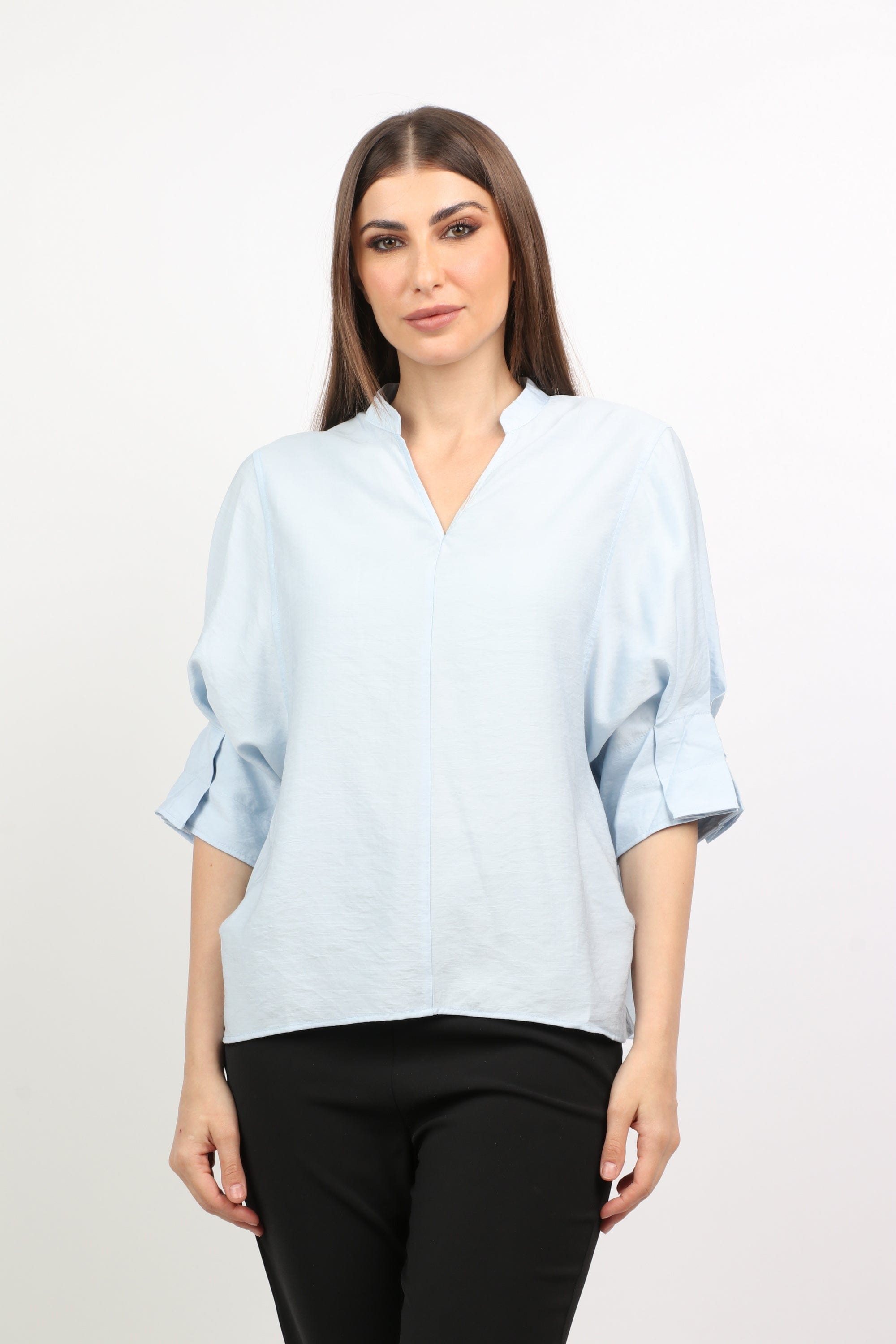 ميكا بلوزة سبعة بياقة 3/4 كم مكشكش نسائي