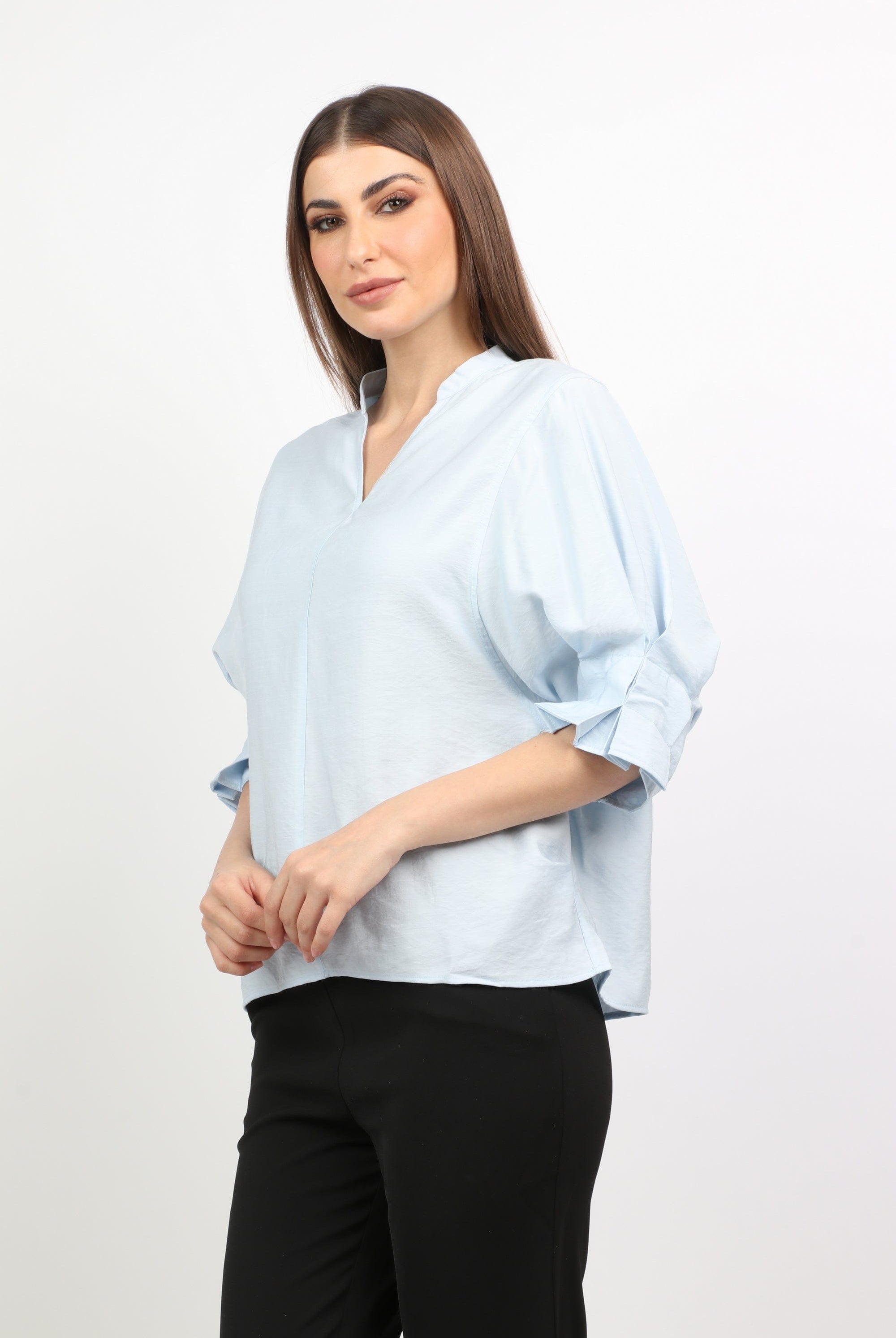 ميكا بلوزة سبعة بياقة 3/4 كم مكشكش نسائي