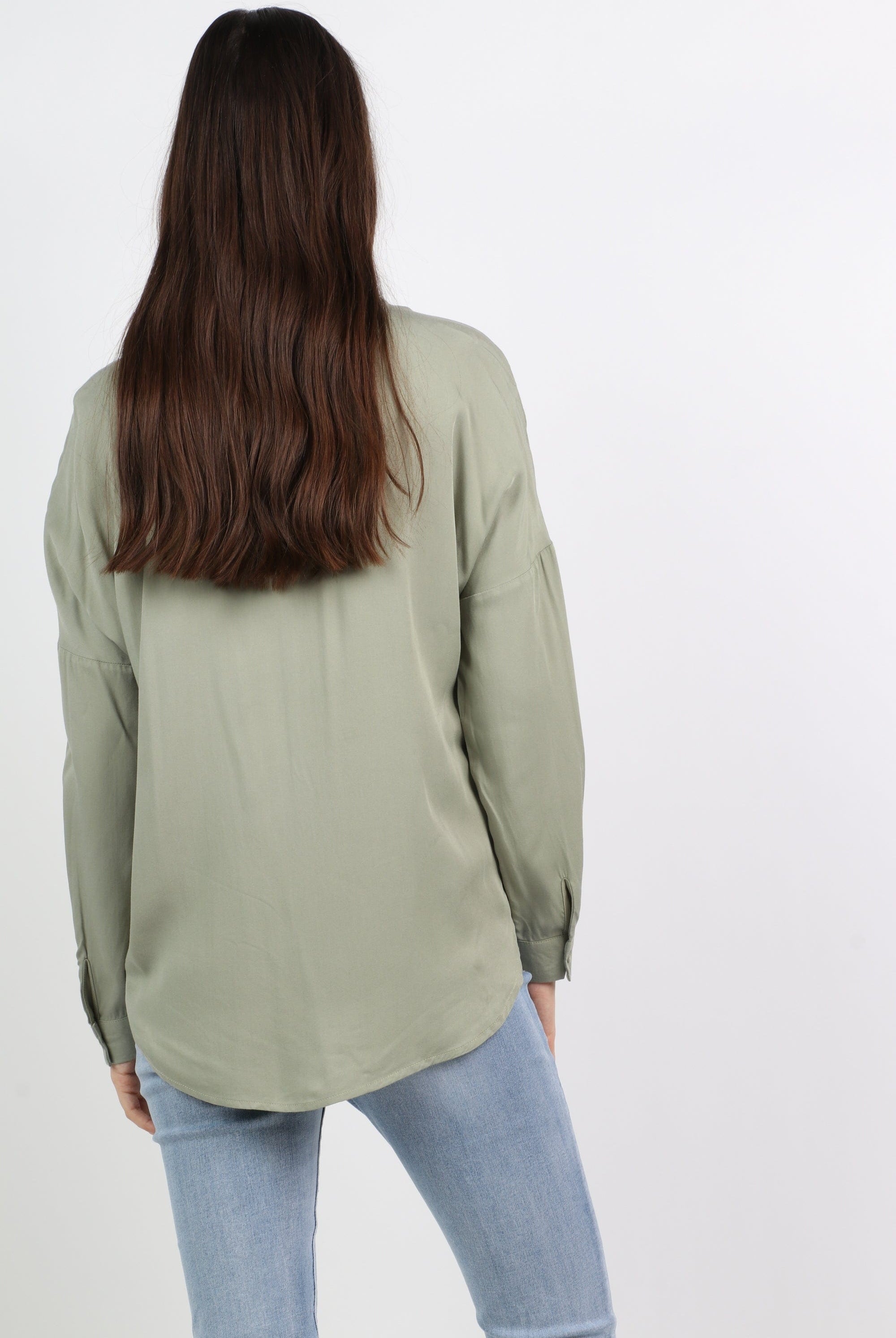 ميكا قميص سادة كاجوال كم طويل نسائي