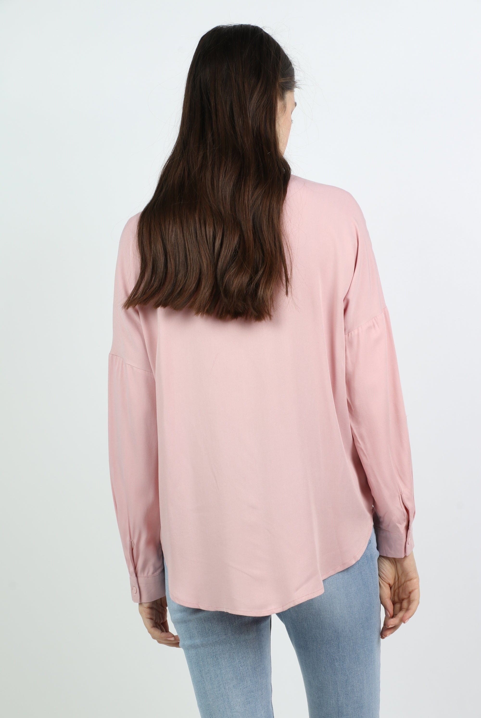 ميكا قميص سادة كاجوال كم طويل نسائي