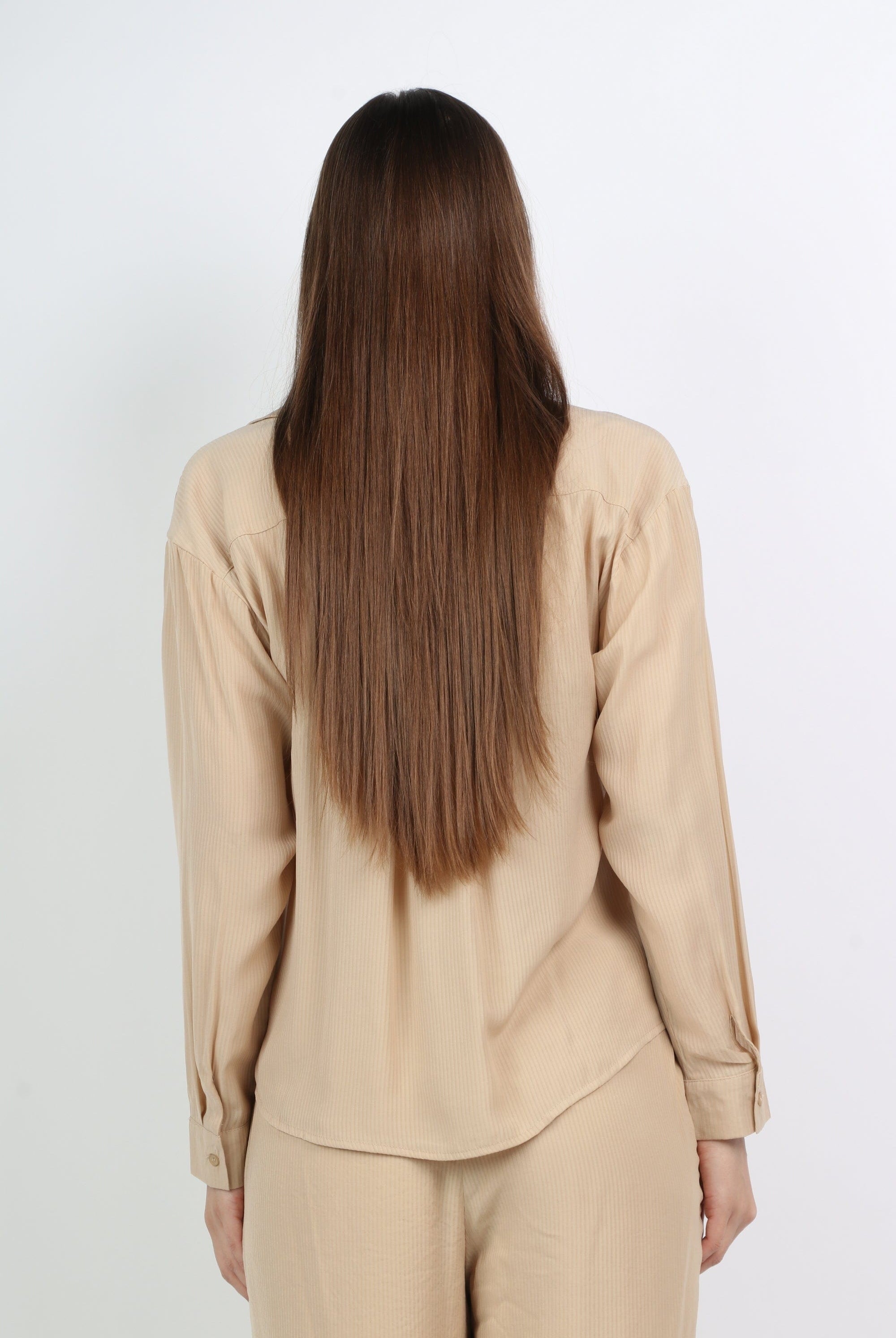 ميكا قميص سادة كاجوال بياقة طويلة كم طويل نسائي