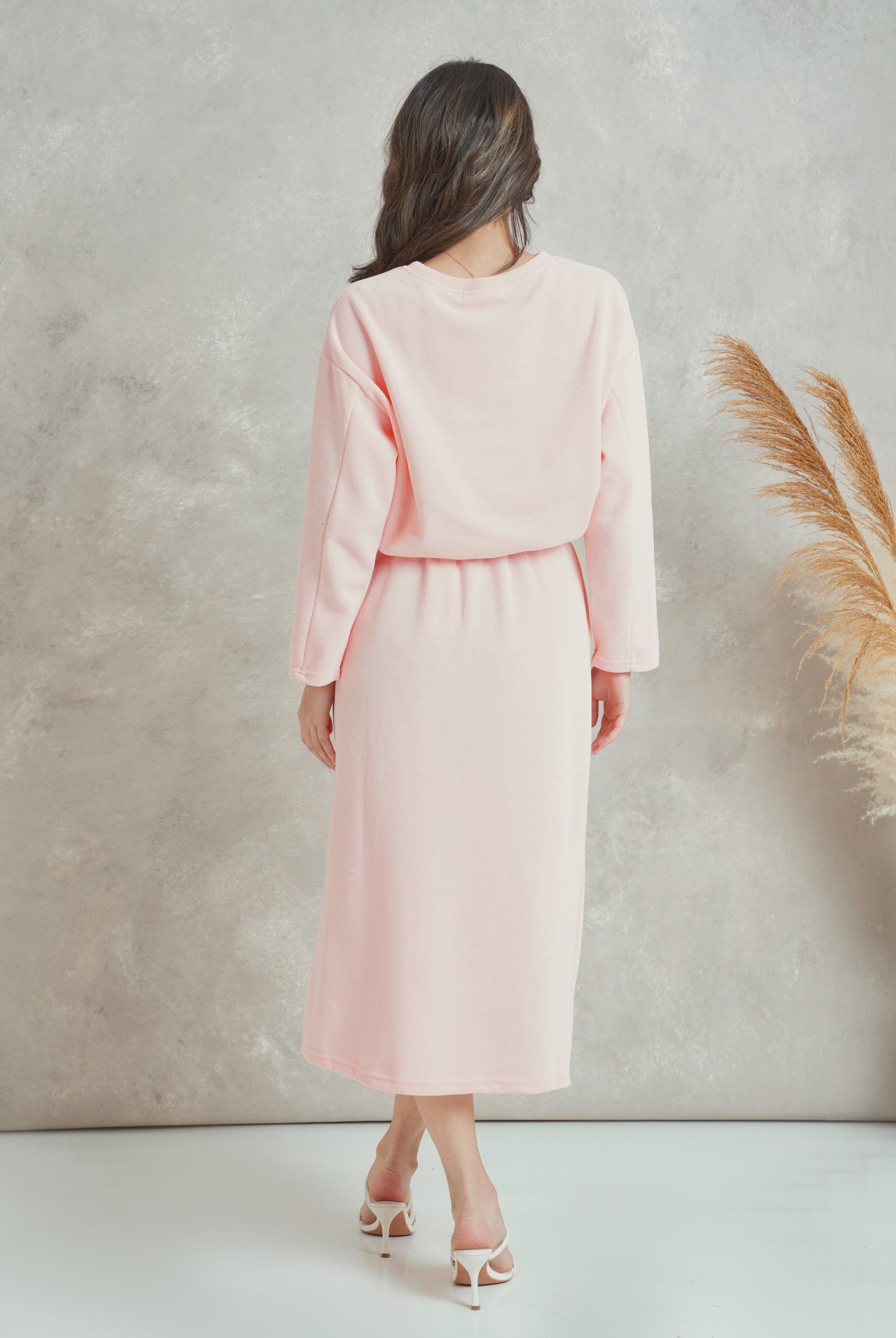 ميكا بلوزة قطنية أوفر سايز برقبة دائرية كم طويل نسائي