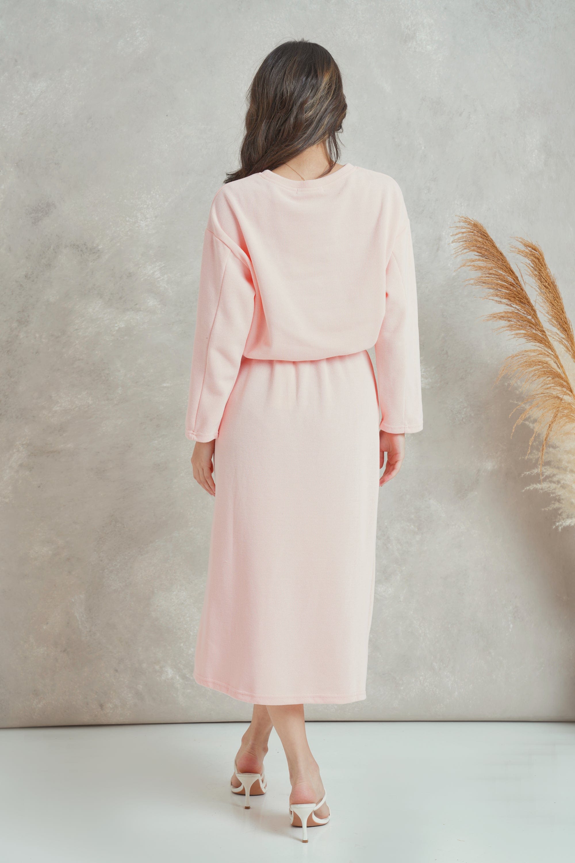 ميكا بلوزة قطنية أوفر سايز برقبة دائرية كم طويل نسائي