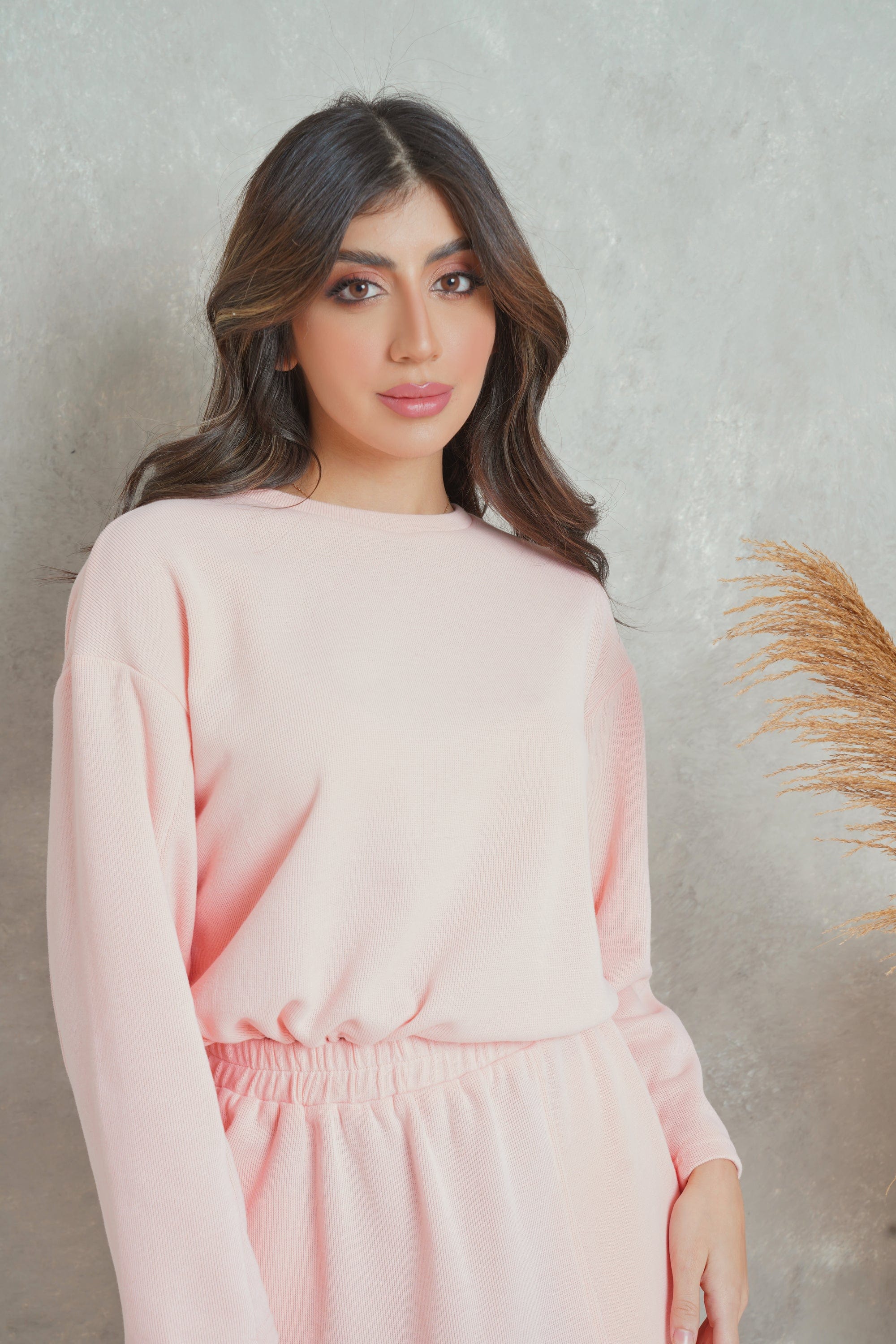 ميكا بلوزة قطنية أوفر سايز برقبة دائرية كم طويل نسائي