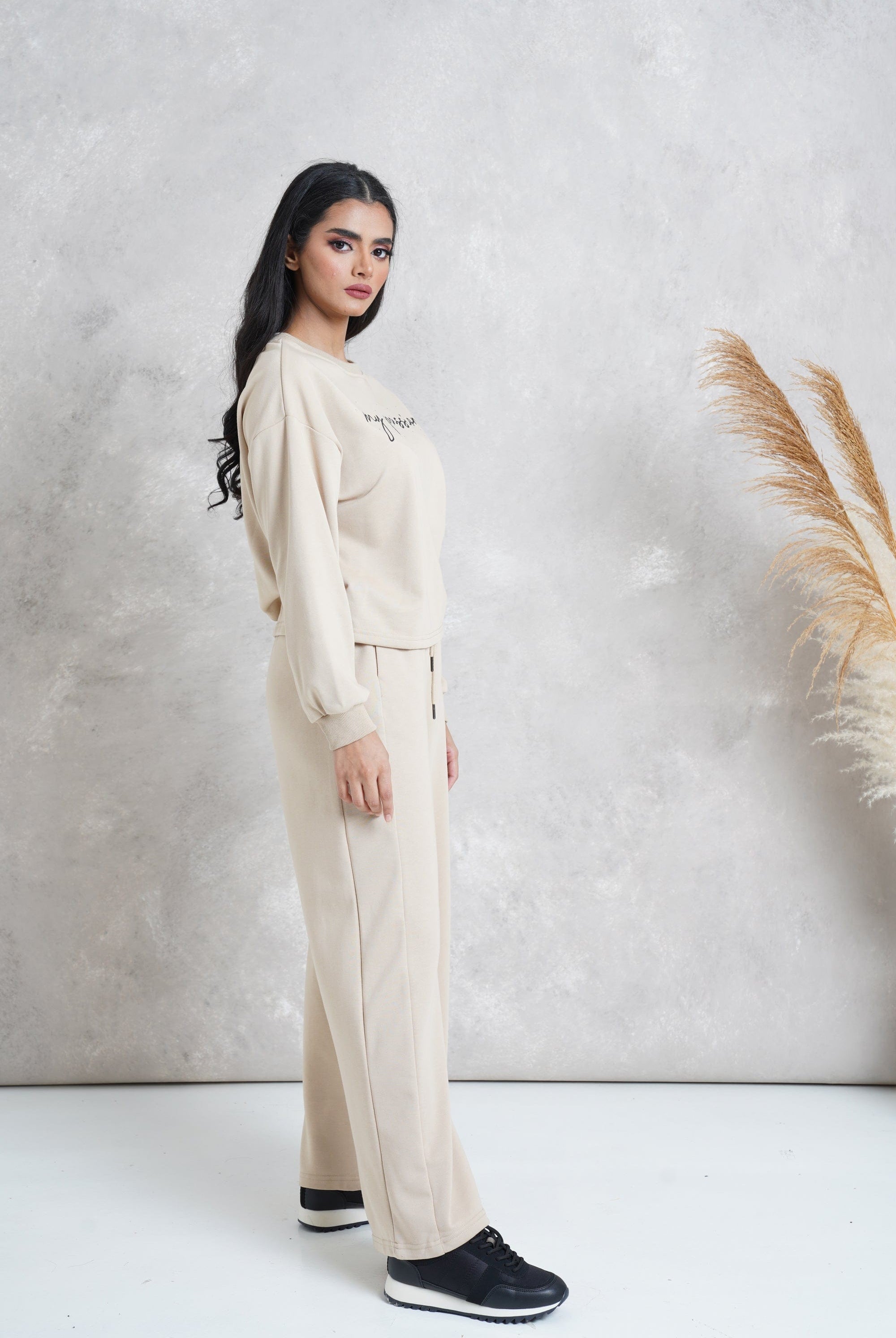 ميكا بنطلون وايد ليج رياضي طويل برباط نسائي