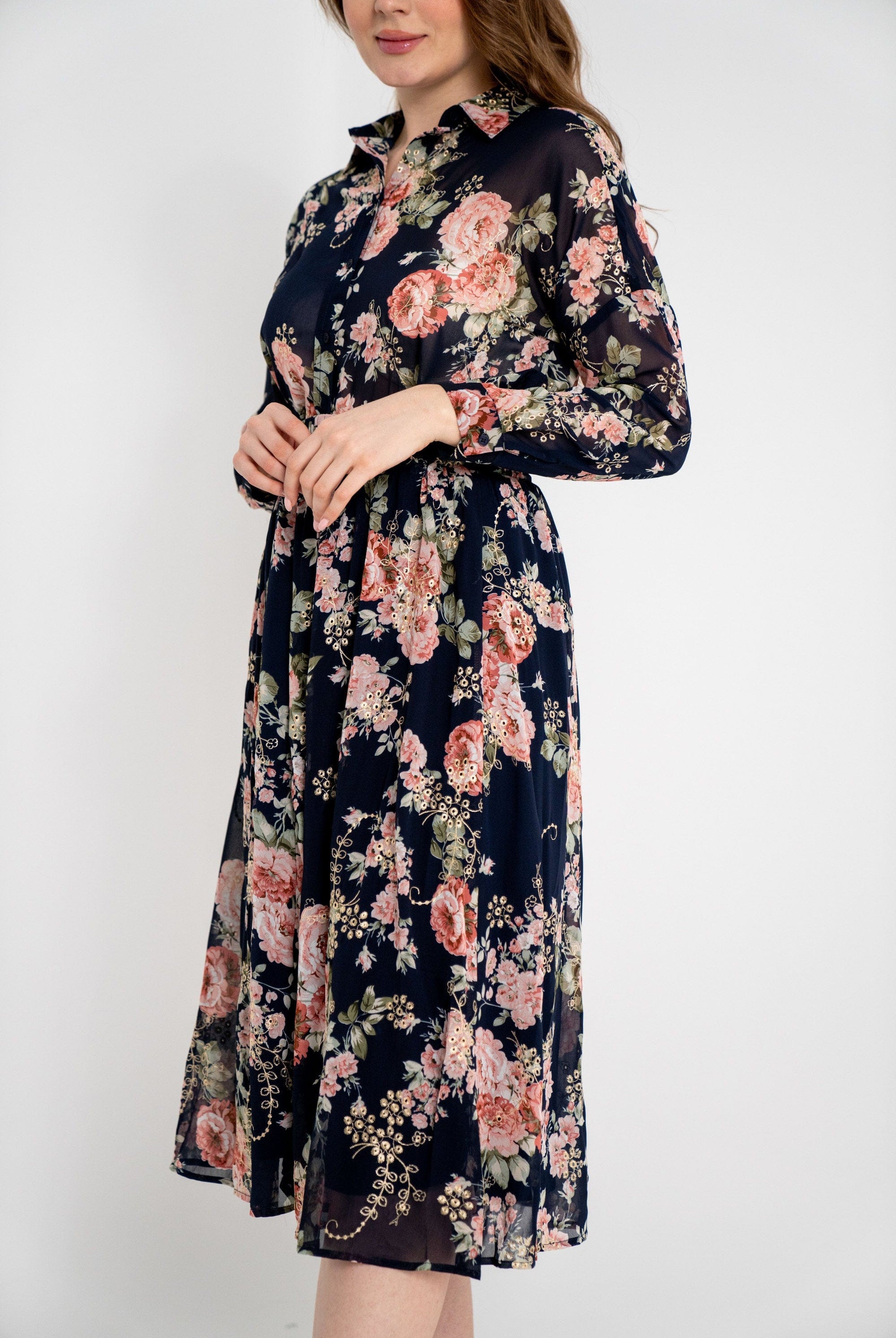 ميكا تنورة ميدي مورد كلوش شفاف نسائي