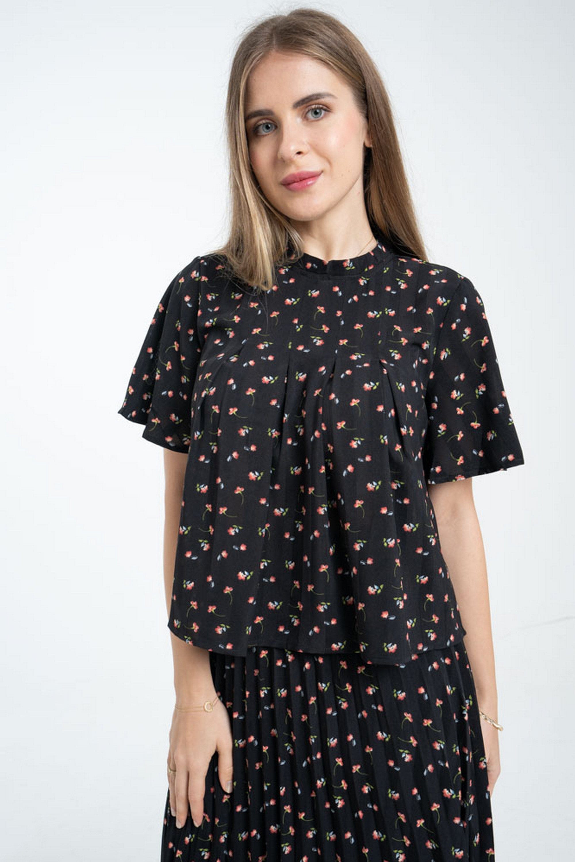 ميكا توب مشجر ناعم كم قصير نسائي