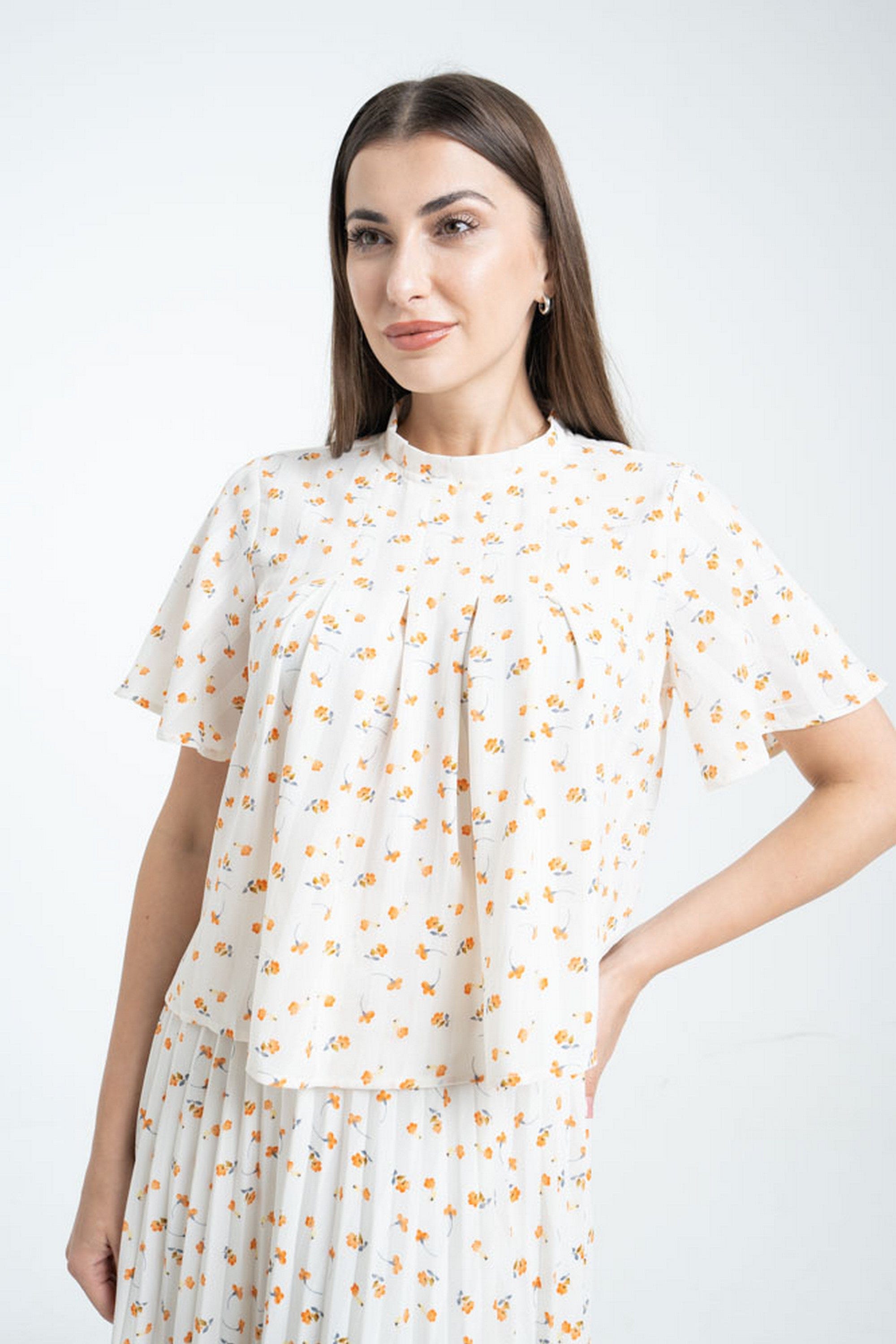 ميكا توب مشجر ناعم كم قصير نسائي