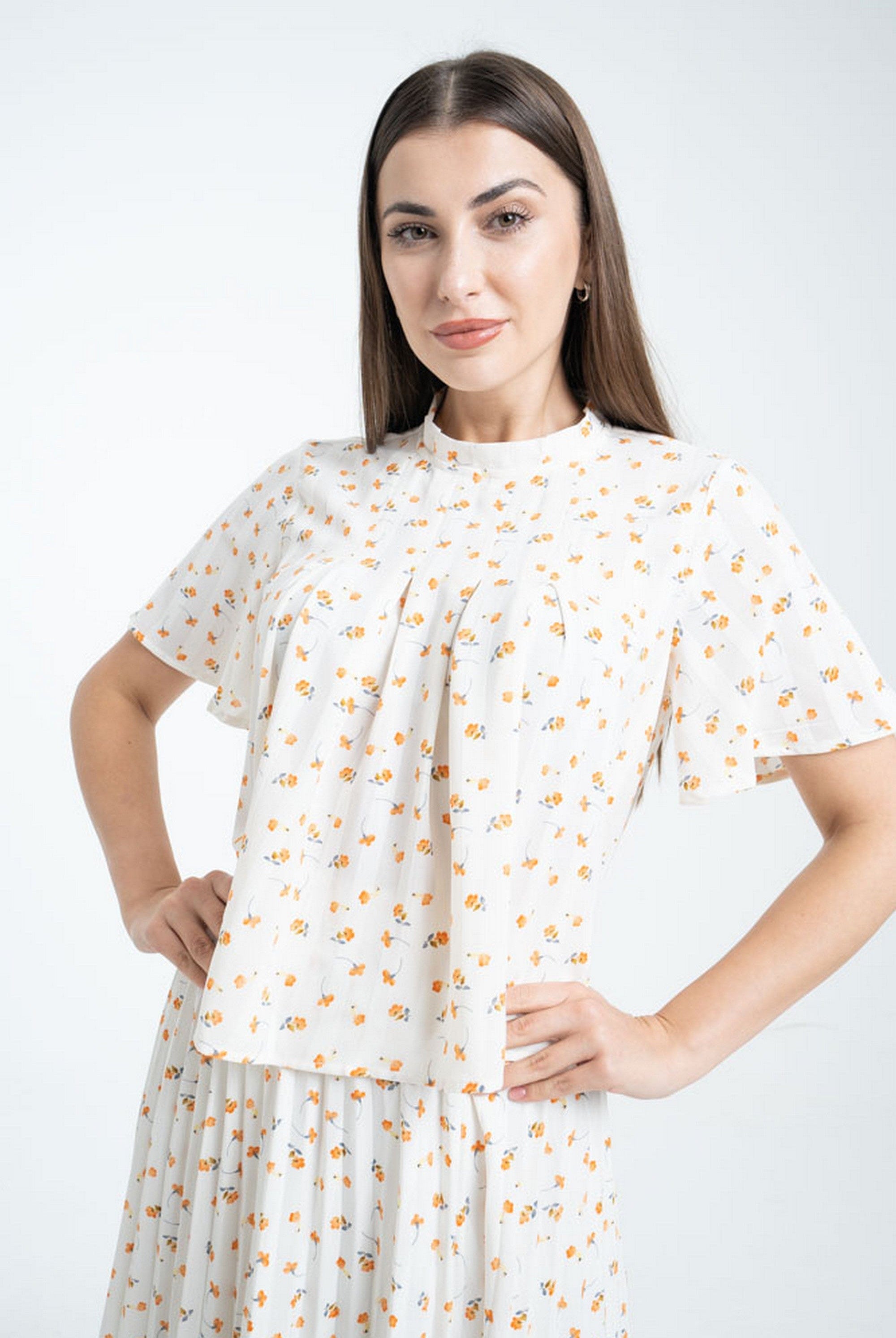 ميكا توب مشجر ناعم كم قصير نسائي