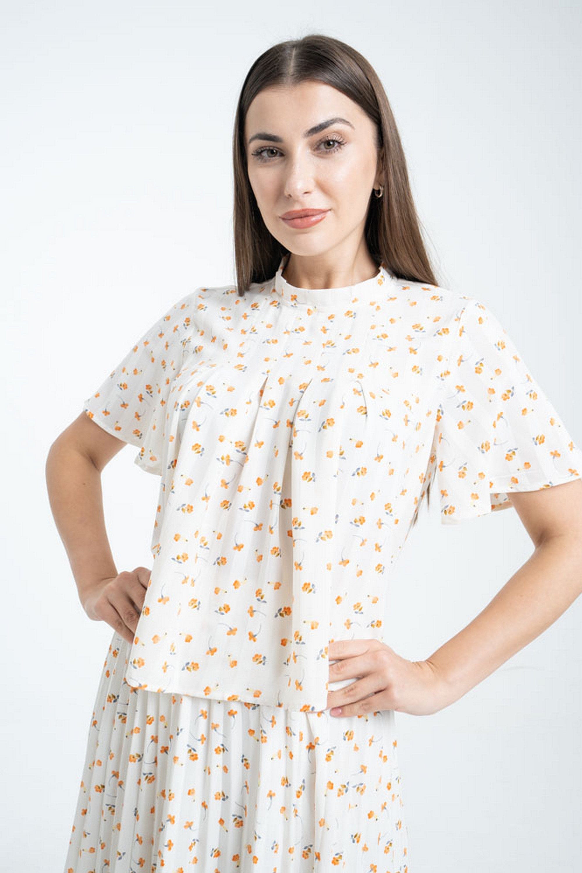 ميكا توب مشجر ناعم كم قصير نسائي