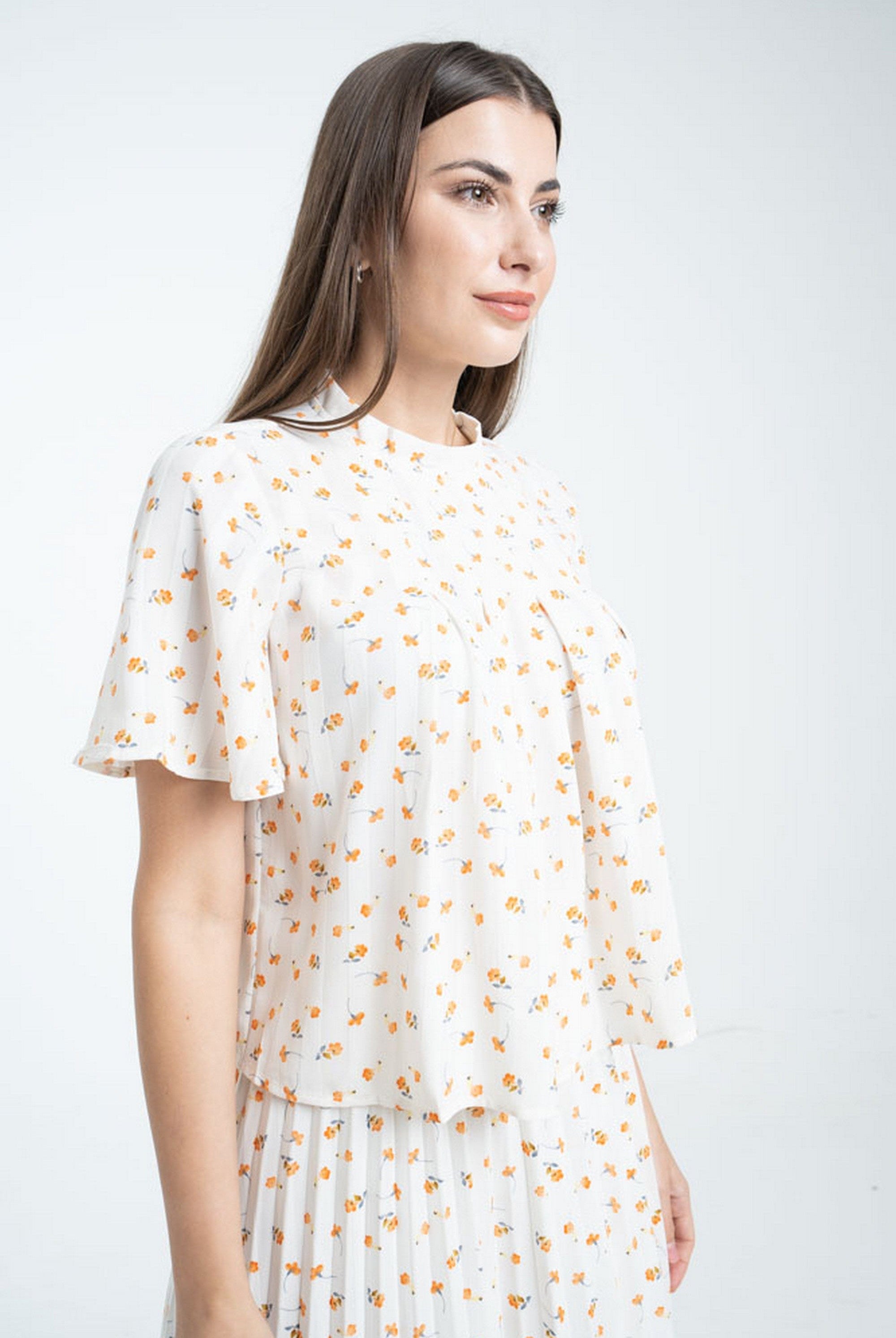 ميكا توب مشجر ناعم كم قصير نسائي