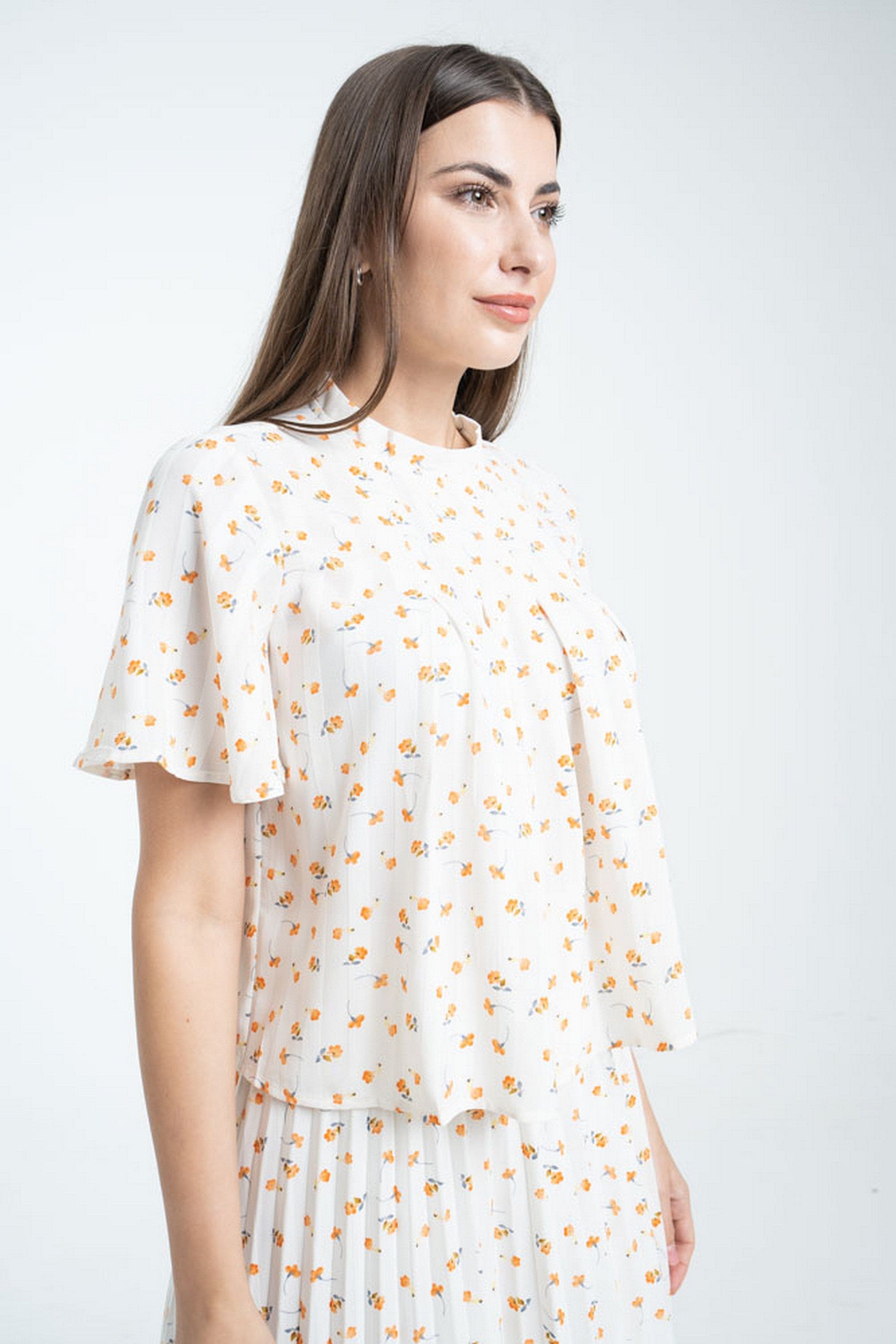 ميكا توب مشجر ناعم كم قصير نسائي