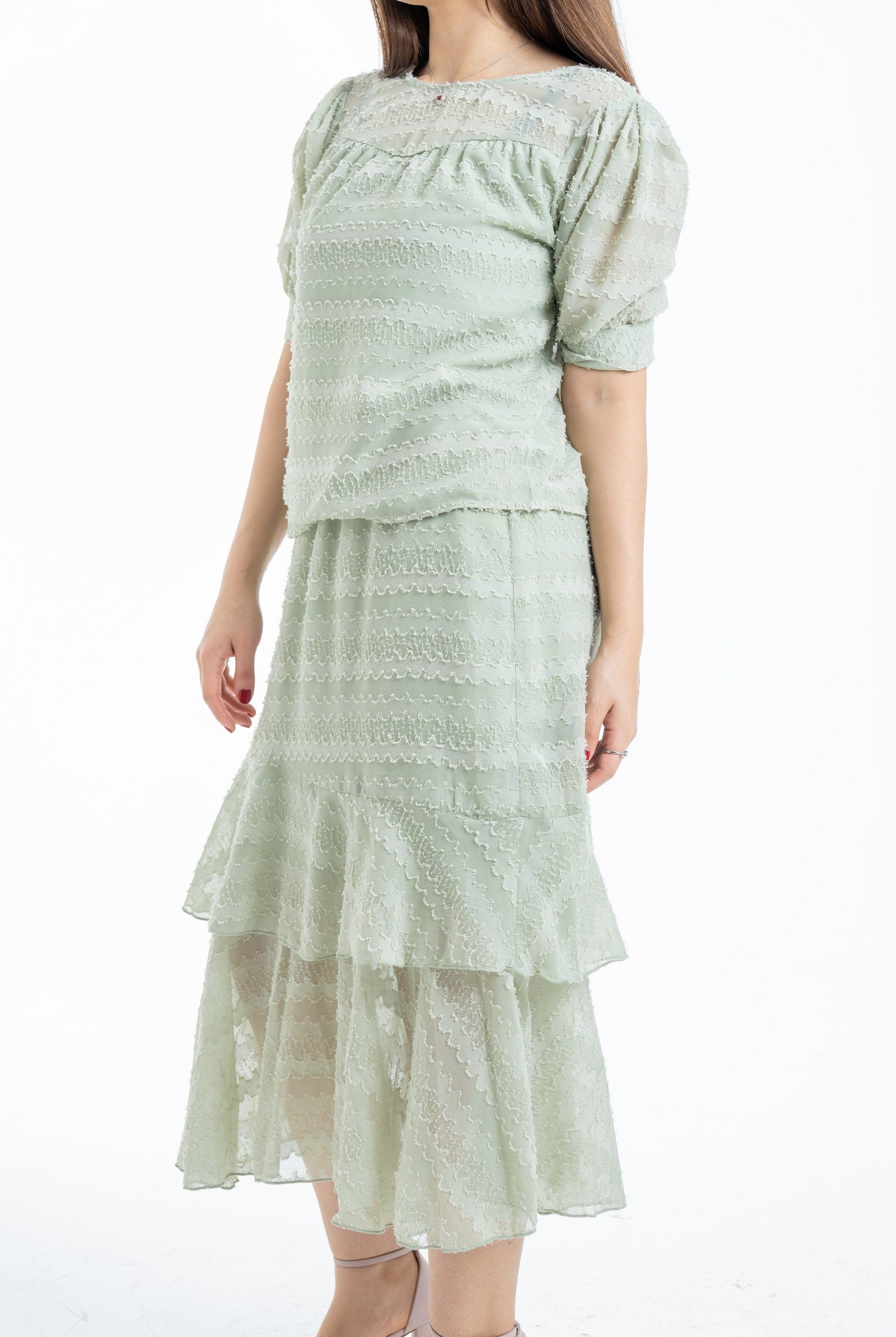 ميكا توب شفاف كم قصير نسائي